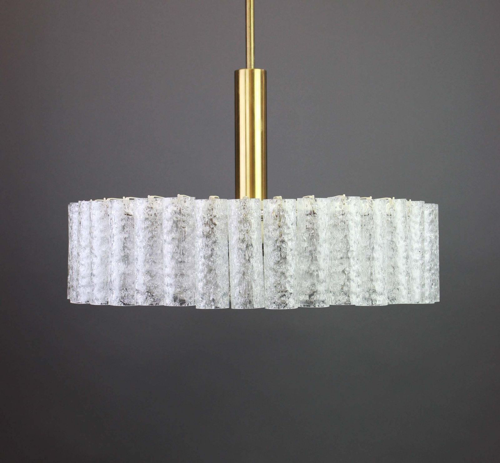 Large Murano Ice Glass Tubes Chandelier By Doria, Germany, 1970s photo vinterior