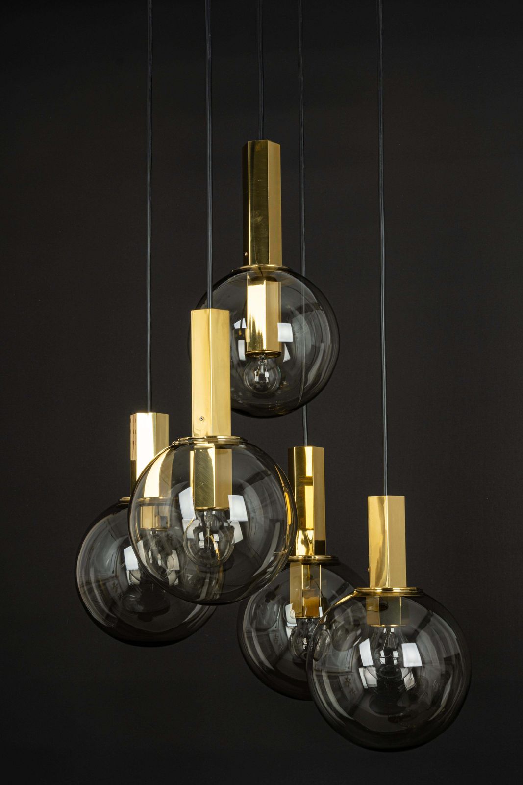 Large Designer Cascading Chandelier Smoked Glass By Cosack, Germany, 1970s photo buy