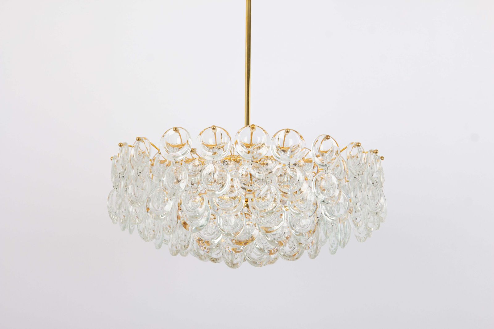 1 Of 2 Gilt Brass Crystal Chandelier By Palwa, Sciolari Design, Germany, 1970s photo 2063.0