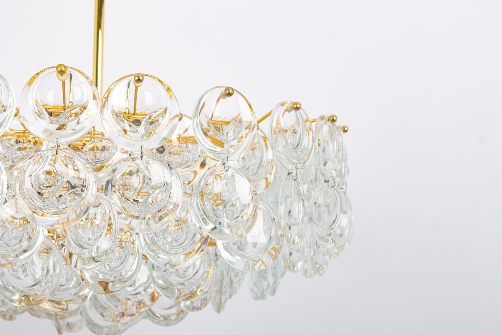 1 Of 2 Gilt Brass Crystal Chandelier By Palwa, Sciolari Design, Germany, 1970s photo buy