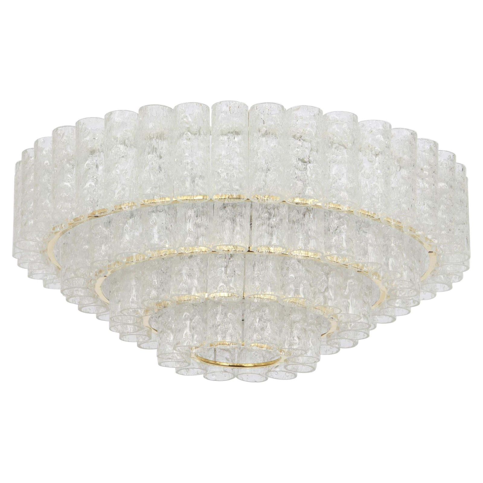 Large Mid Century Doria Chandelier Ice Glass, 1960s, Germany