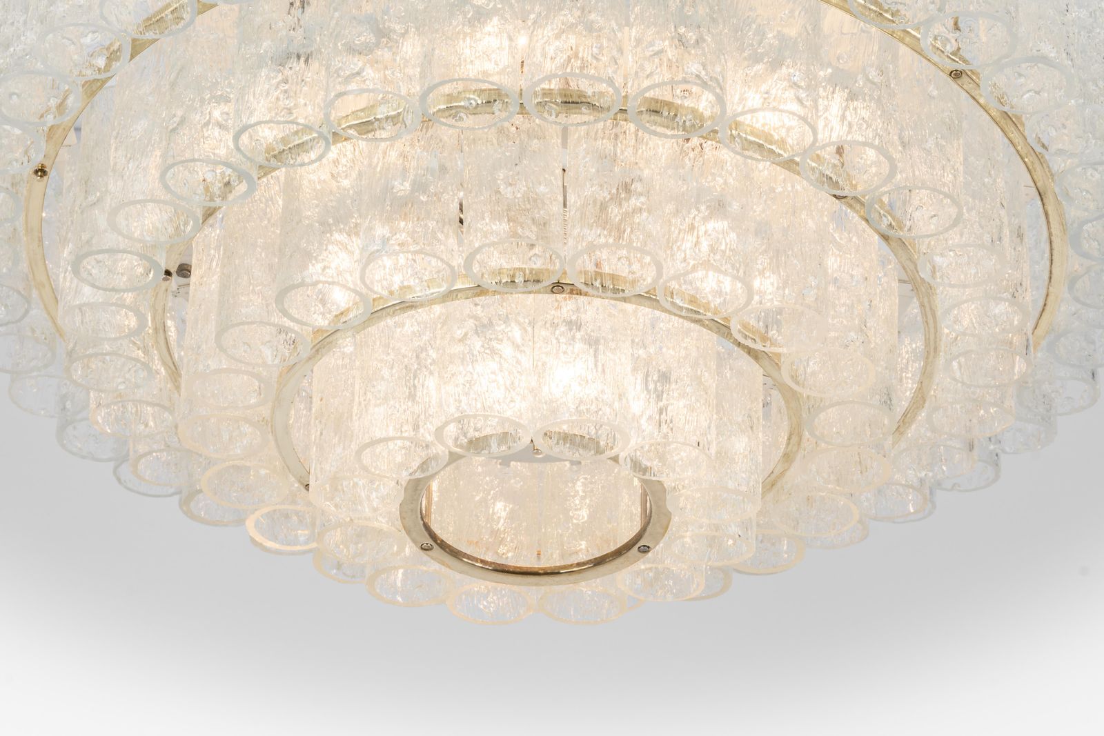 Large Mid Century Doria Chandelier Ice Glass, 1960s, Germany photo vintage