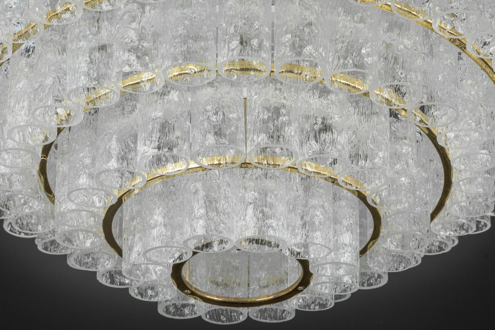 Lighting Large Mid Century Doria Chandelier Ice Glass, 1960s, Germany photo