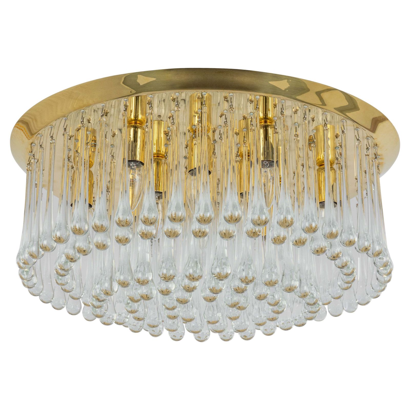 Stunning Brass Tear Drop Glasses Light Fixture Tropfen, Kalmar, Austria, 1970s