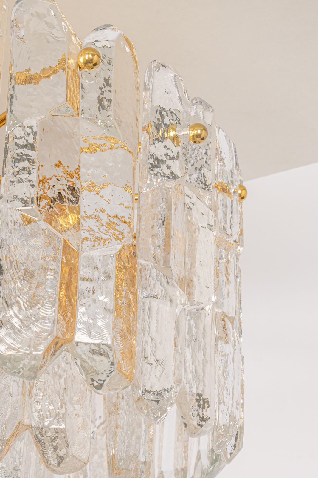 1 Of 2 Stunning Brass Murano Glass Light Fixture Palazzo, Kalmar, Austria, 1970s photo 2364.0