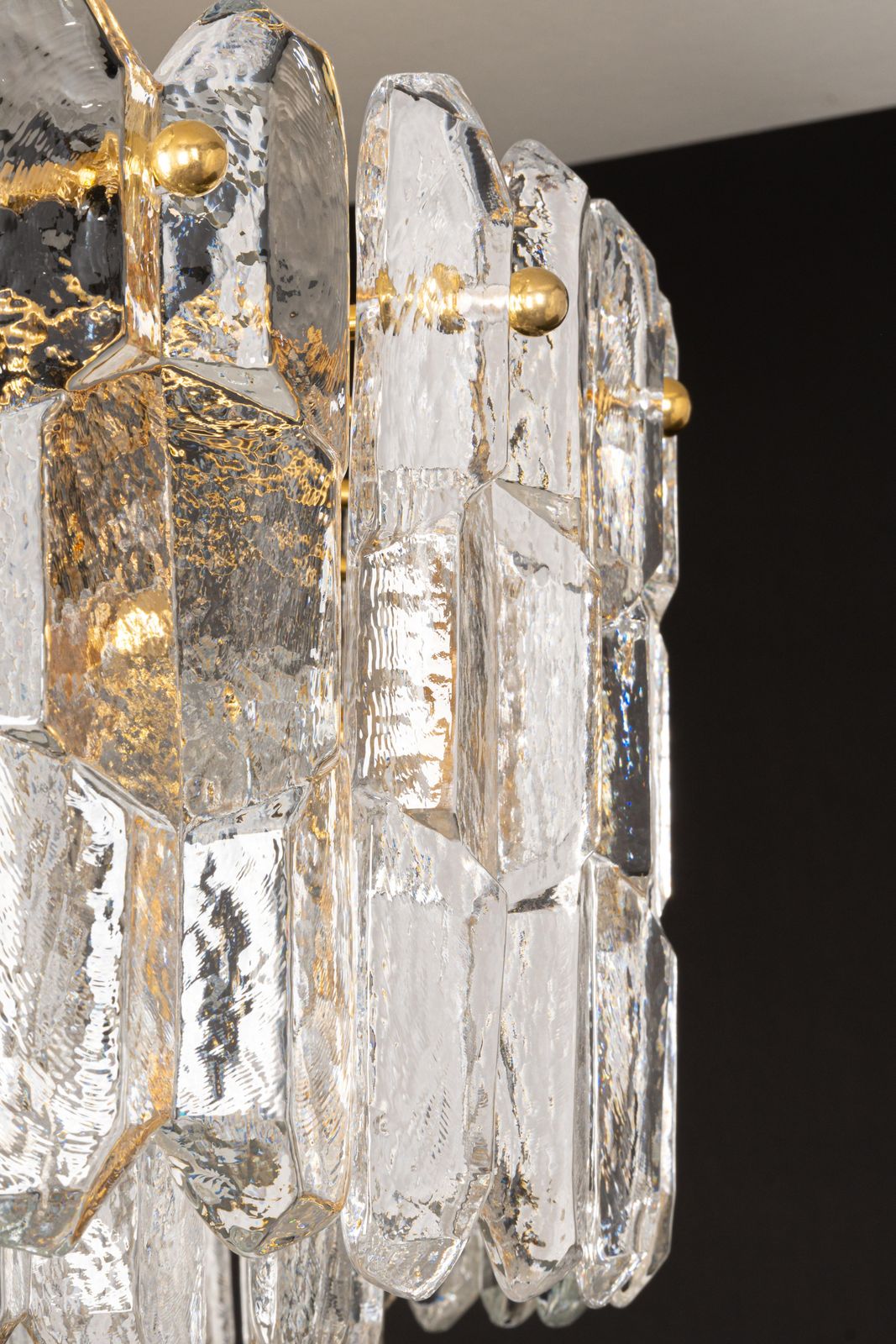 Lighting 1 Of 2 Stunning Brass Murano Glass Light Fixture Palazzo, Kalmar, Austria, 1970s photo