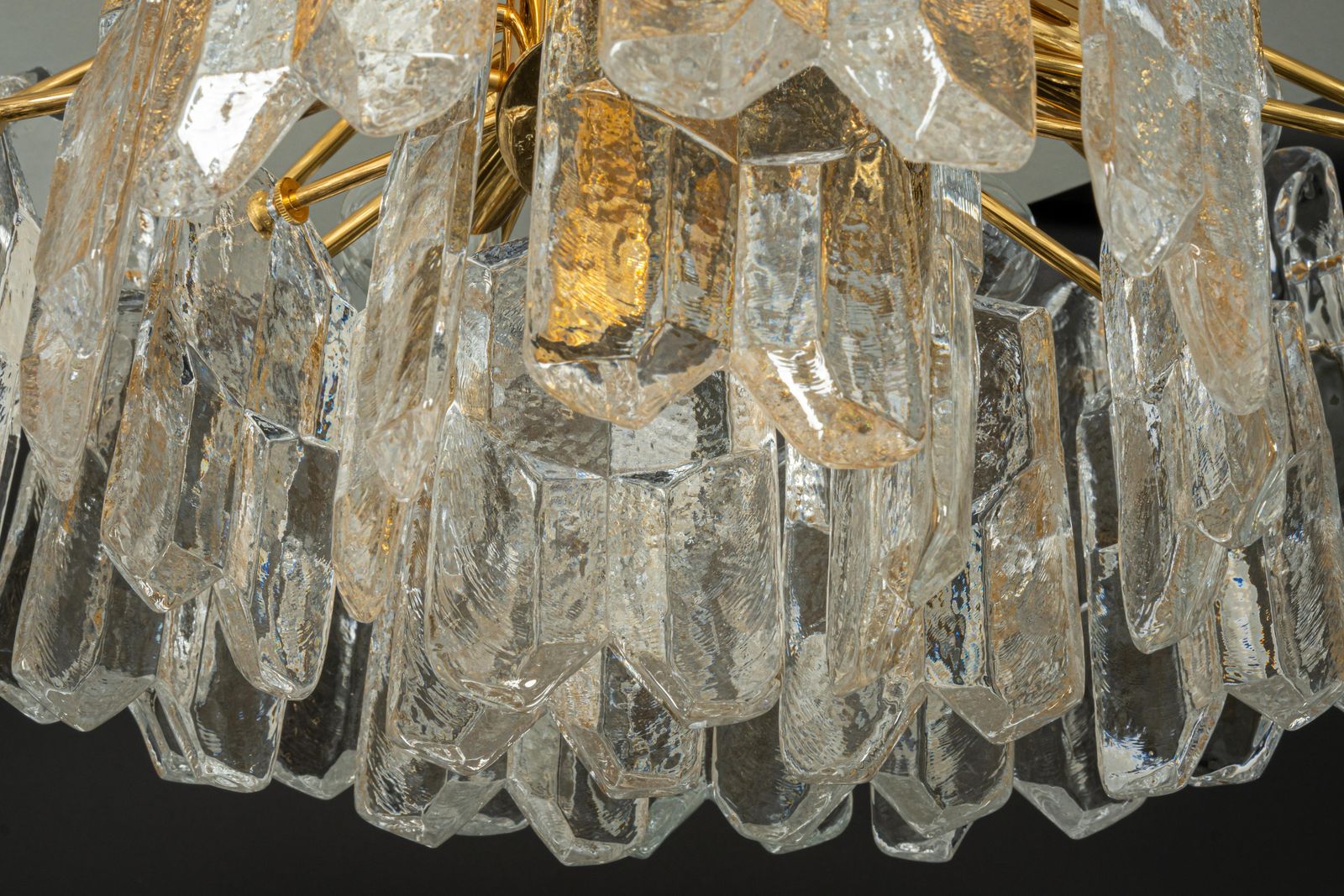 2364.0 1 Of 2 Stunning Brass Murano Glass Light Fixture Palazzo, Kalmar, Austria, 1970s photo