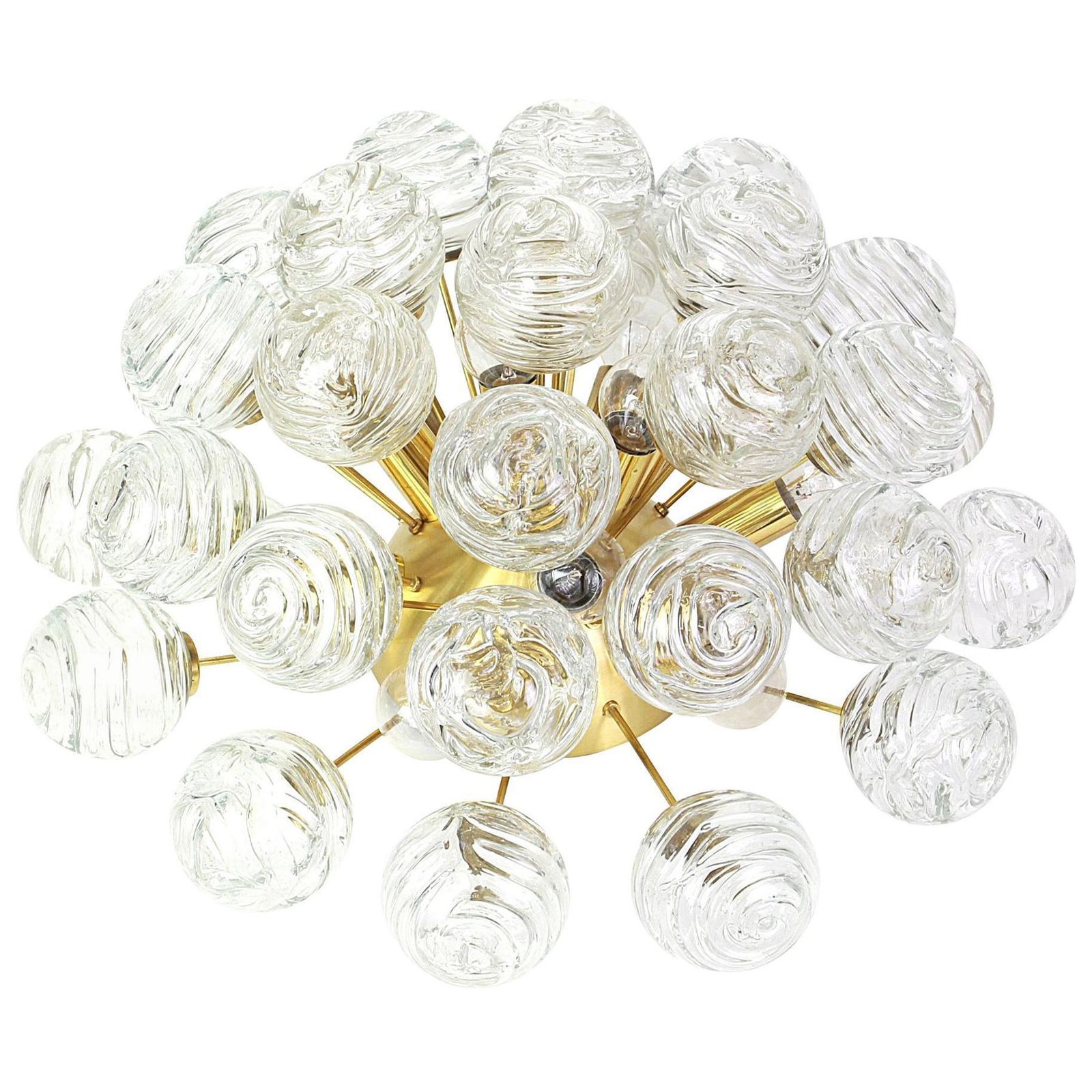 1 Of 2 Spectacular Sputnik Flushmount Glass Snow Balls By Doria, Germany, 1970s