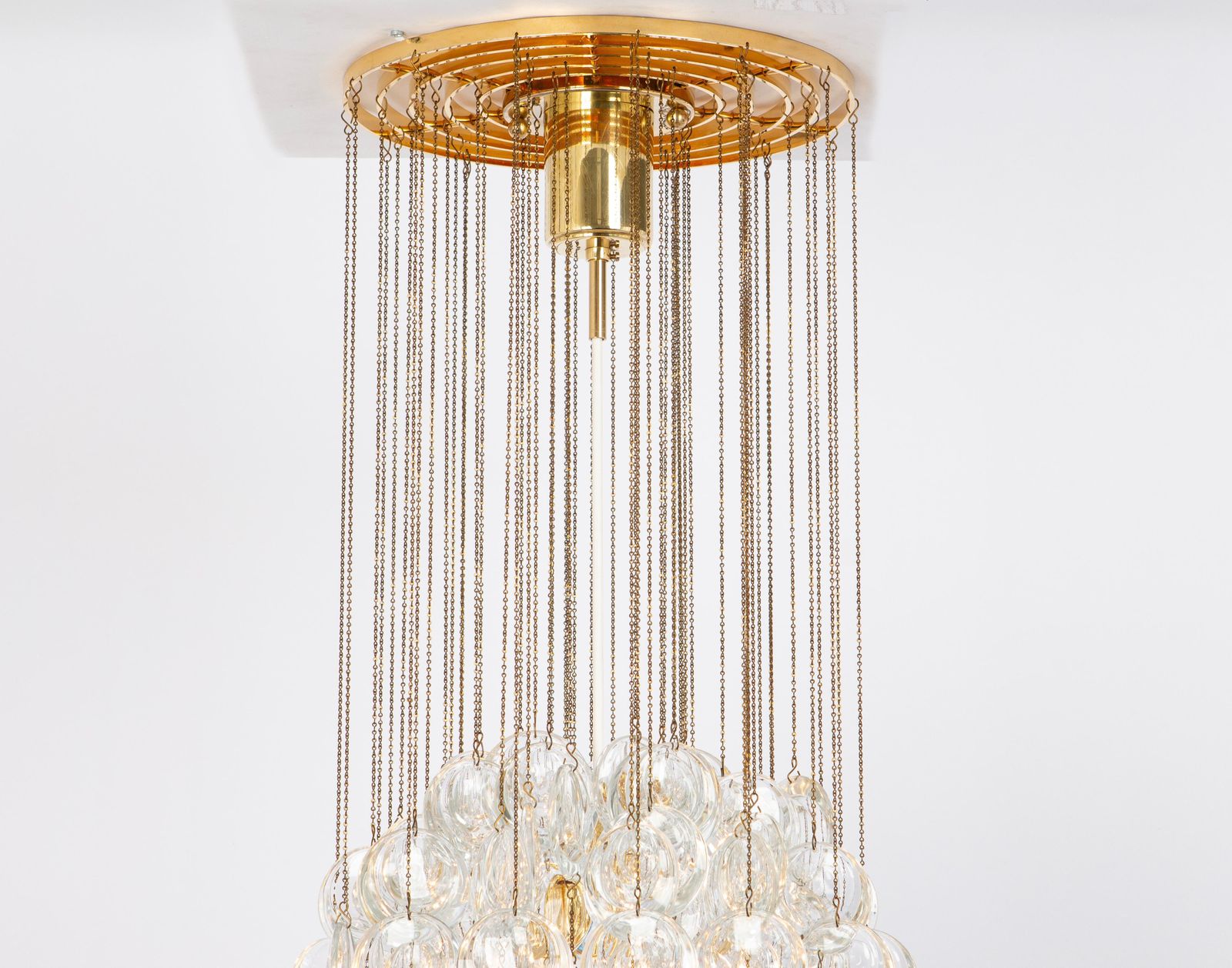 Delicate Gilt Brass Crystal Chandelier By Palwa, Sciolari Design, Germany, 1970s photo 3267.0