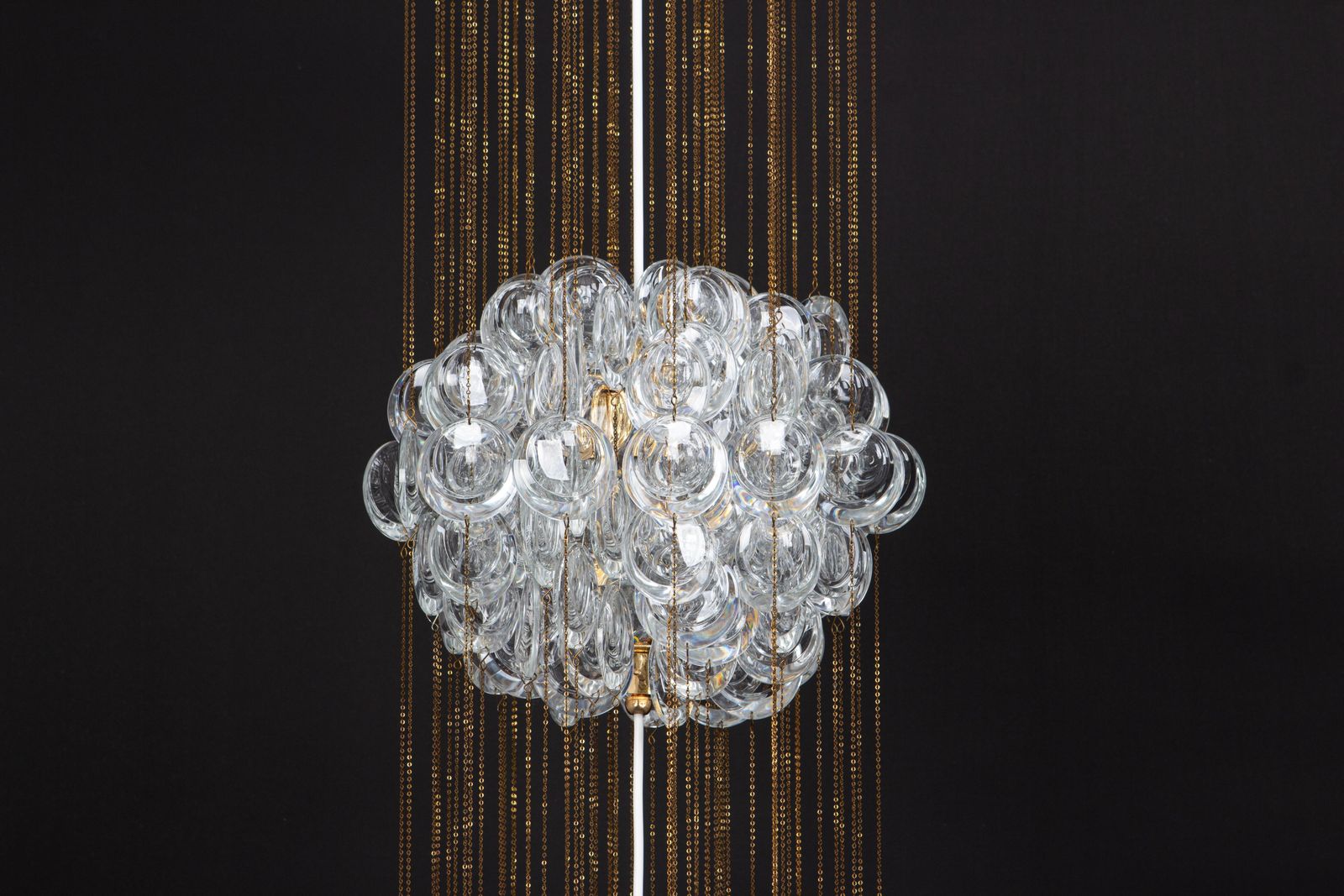 3267.0 Delicate Gilt Brass Crystal Chandelier By Palwa, Sciolari Design, Germany, 1970s photo