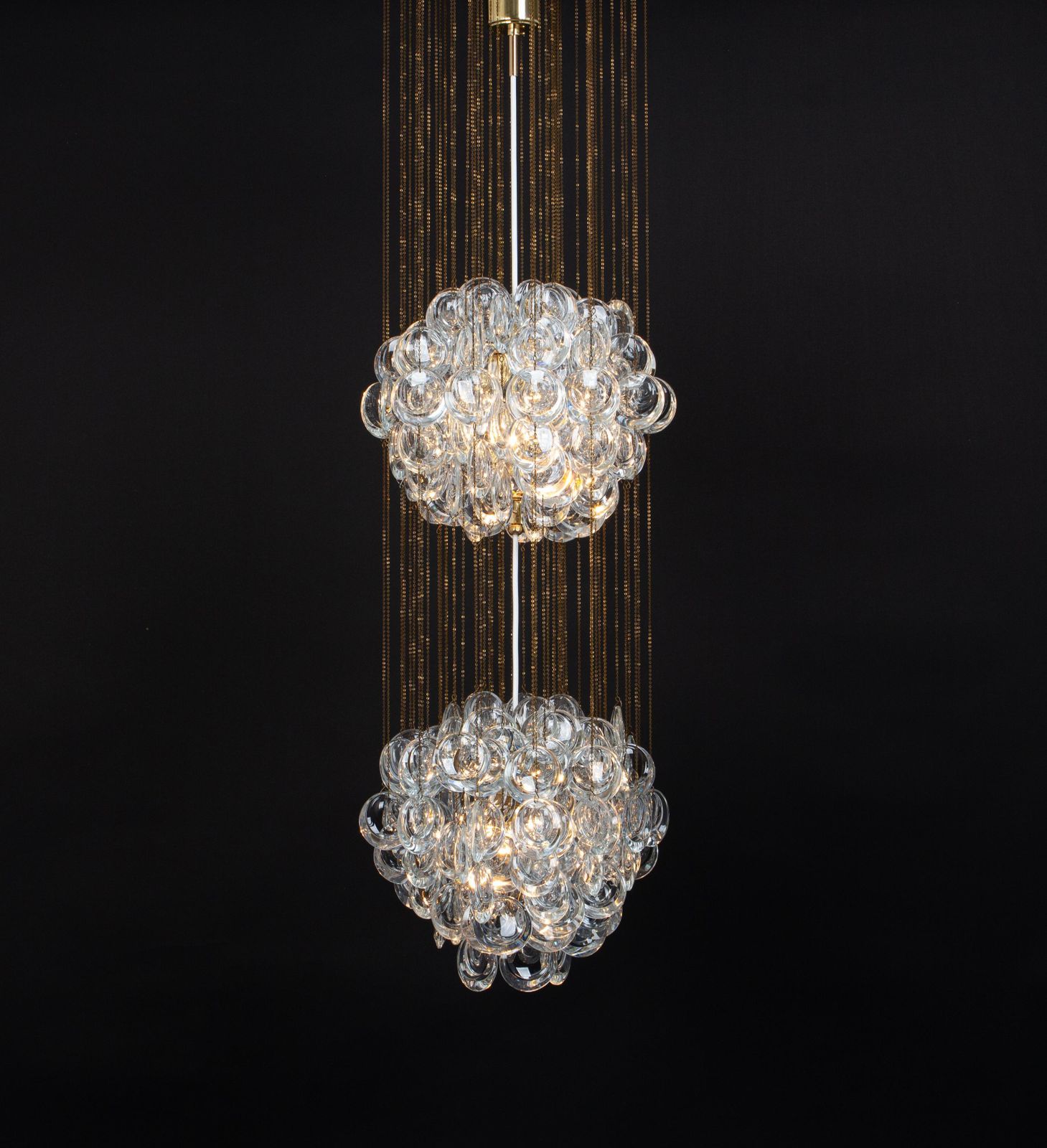 photo vinterior Delicate Gilt Brass Crystal Chandelier By Palwa, Sciolari Design, Germany, 1970s