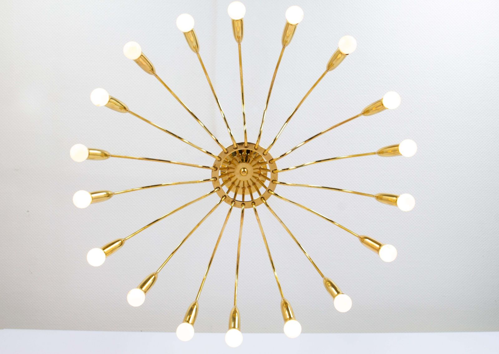 Stunning Huge Chandelier, Brass In Style Of Kaiser, Germany, 1960s photo for sale