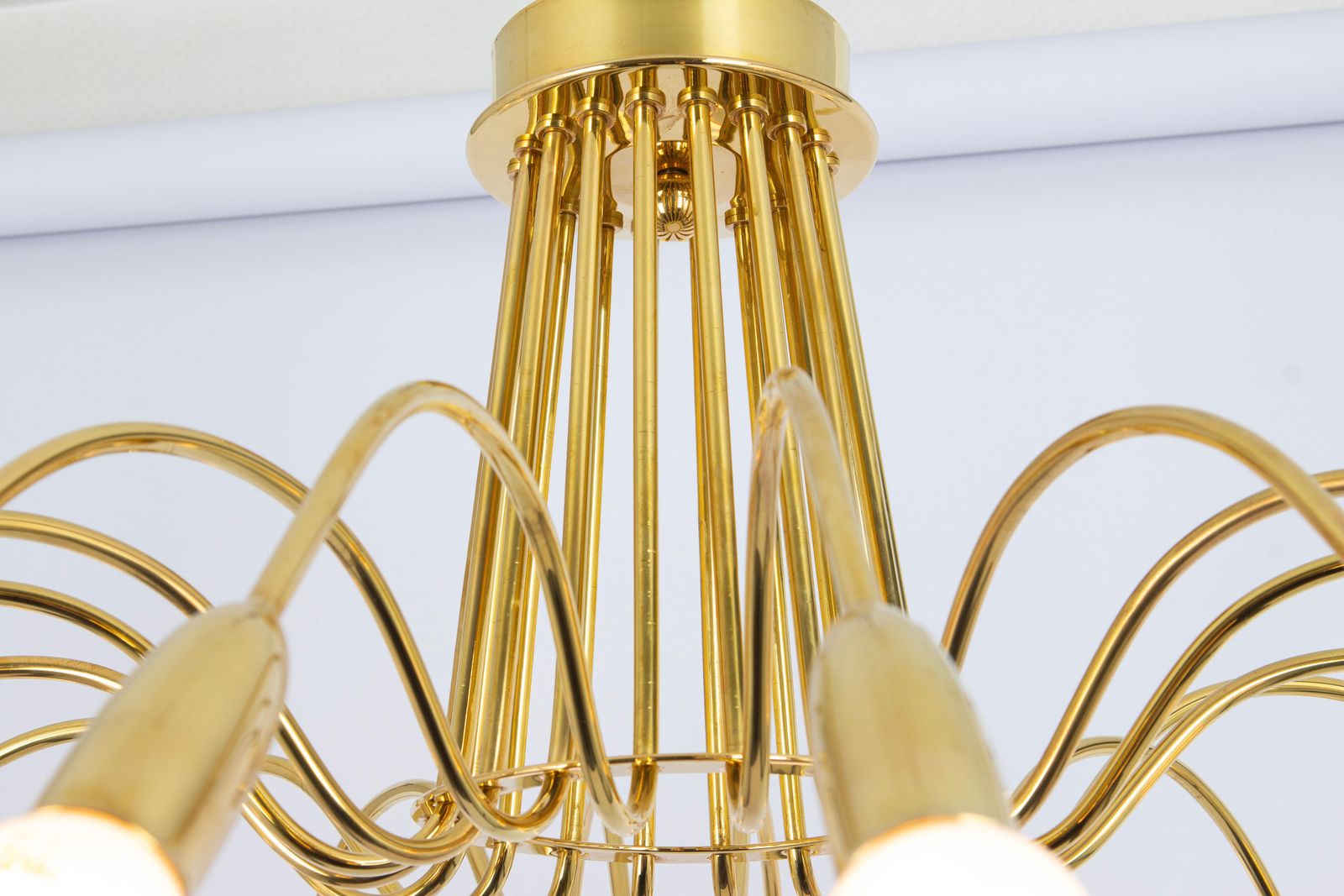 Stunning Huge Chandelier, Brass In Style Of Kaiser, Germany, 1960s photo Lighting