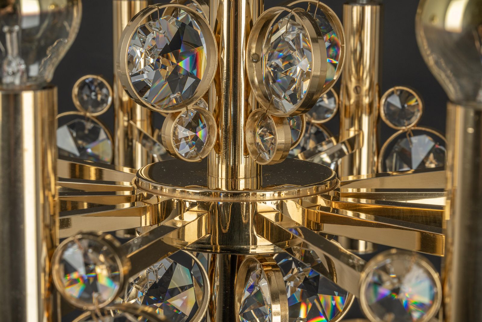 Large Gilt Brass Chandelier, Sciolari Design By Palwa, Germany, 1970s photo 4986.0