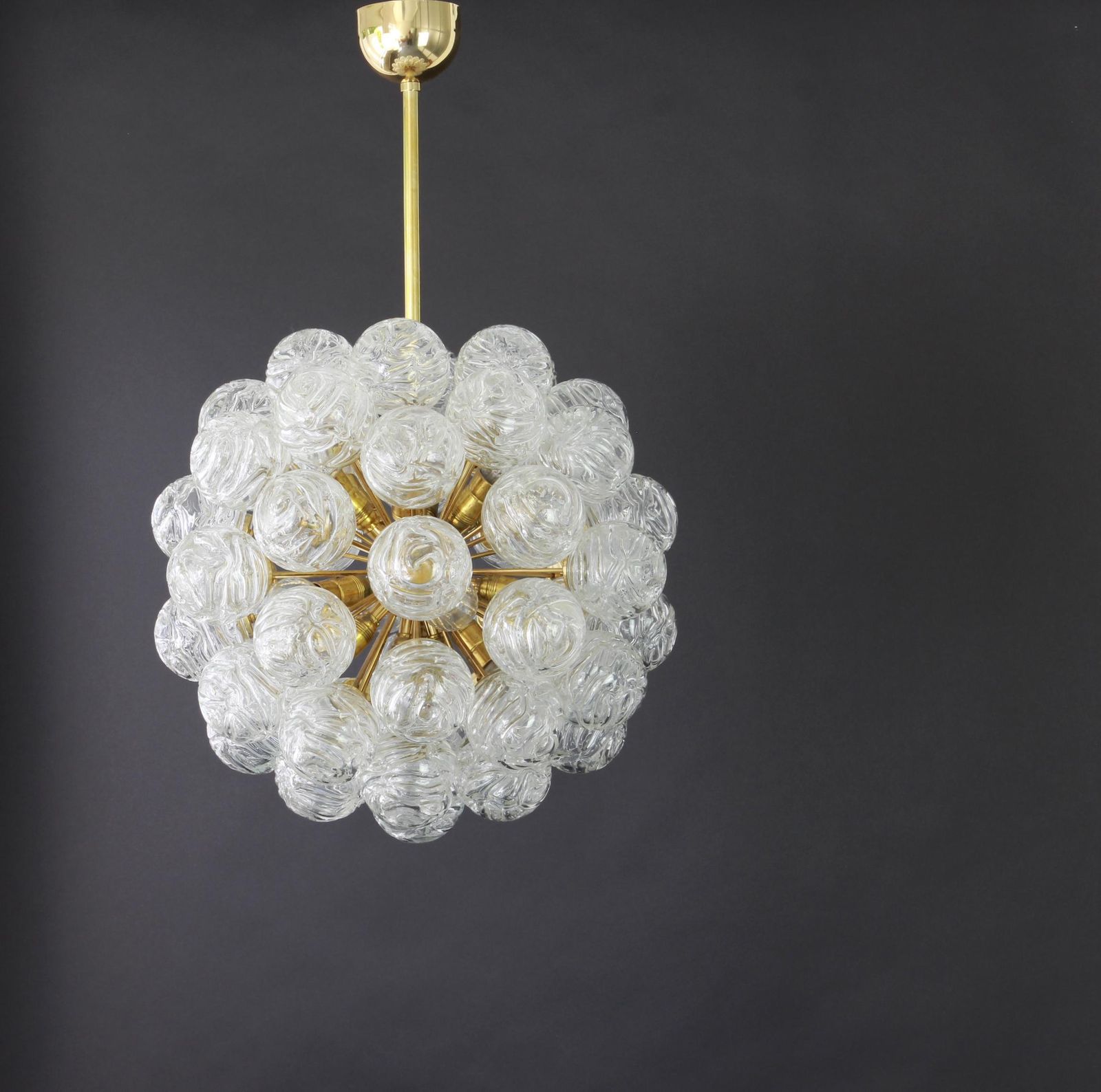 photo furniture Spectacular Sputnik Chandelier With Snow Glass Balls, Doria, Germany, 1970s