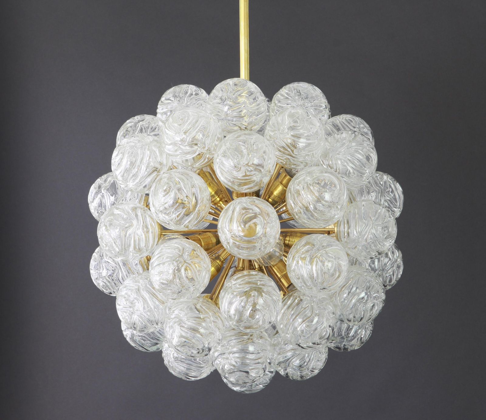 photo for sale Spectacular Sputnik Chandelier With Snow Glass Balls, Doria, Germany, 1970s