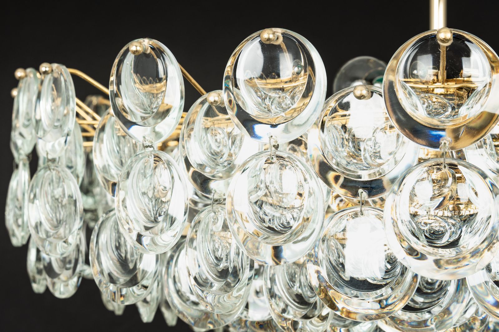 Huge Gilt Brass And Crystal Chandelier, Sciolari Design By Palwa, Germany, 1970s photo buy