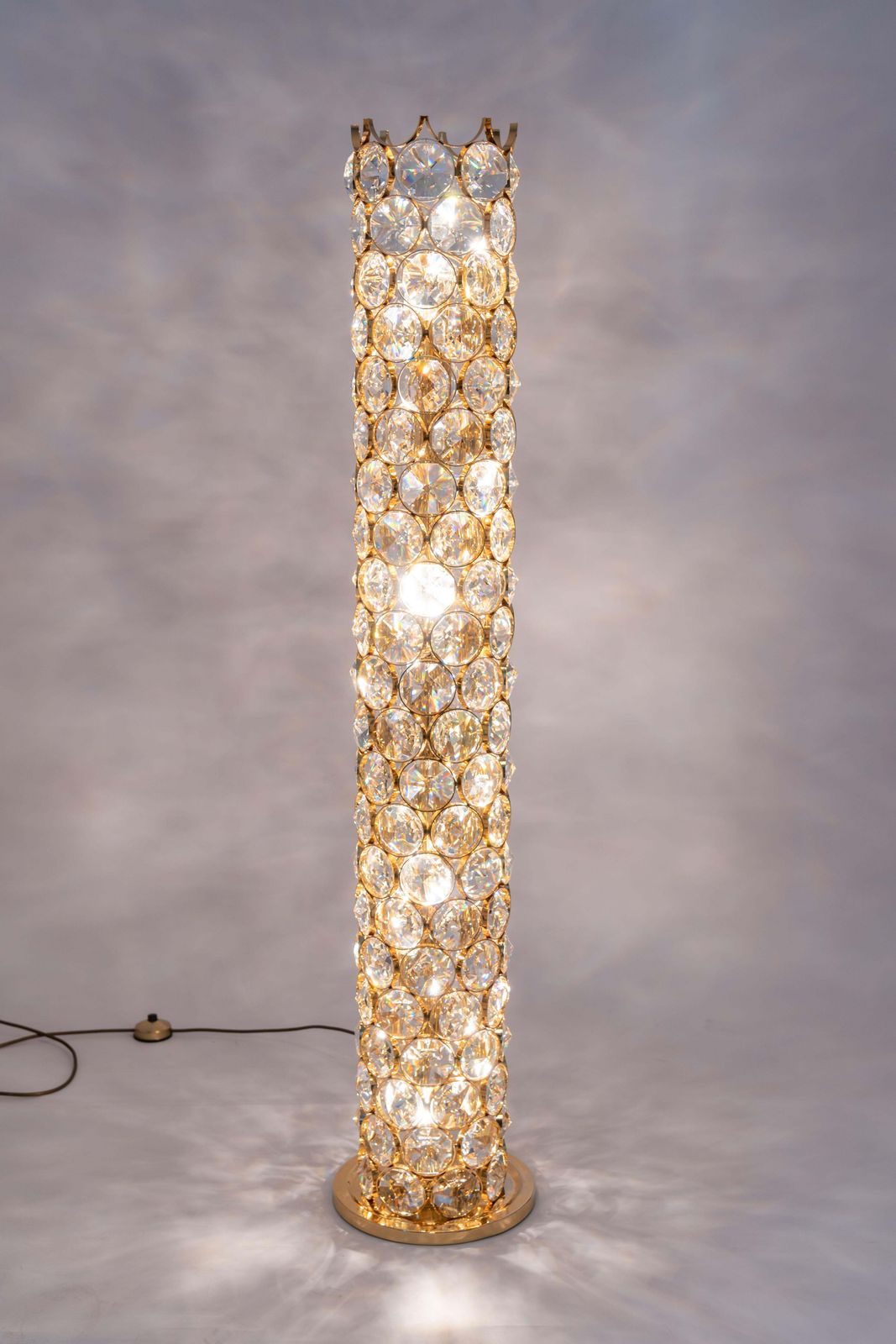 Lighting Exquisite Gilt Jewel Floor Lamp Sciolari Design By Palwa, Germany, 1960s photo