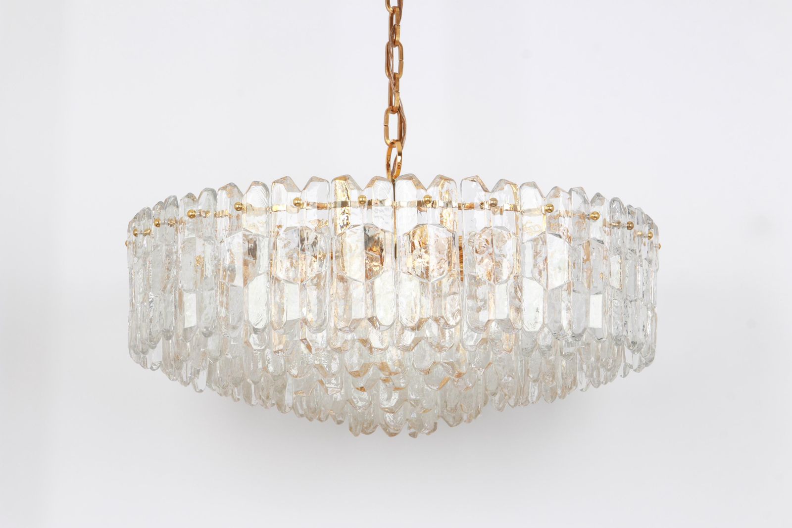 1 Of 2 Huge Kalmar Chandelier 'Palazzo', Gilt Brass Glass, Austria, 1970 photo 15474.0