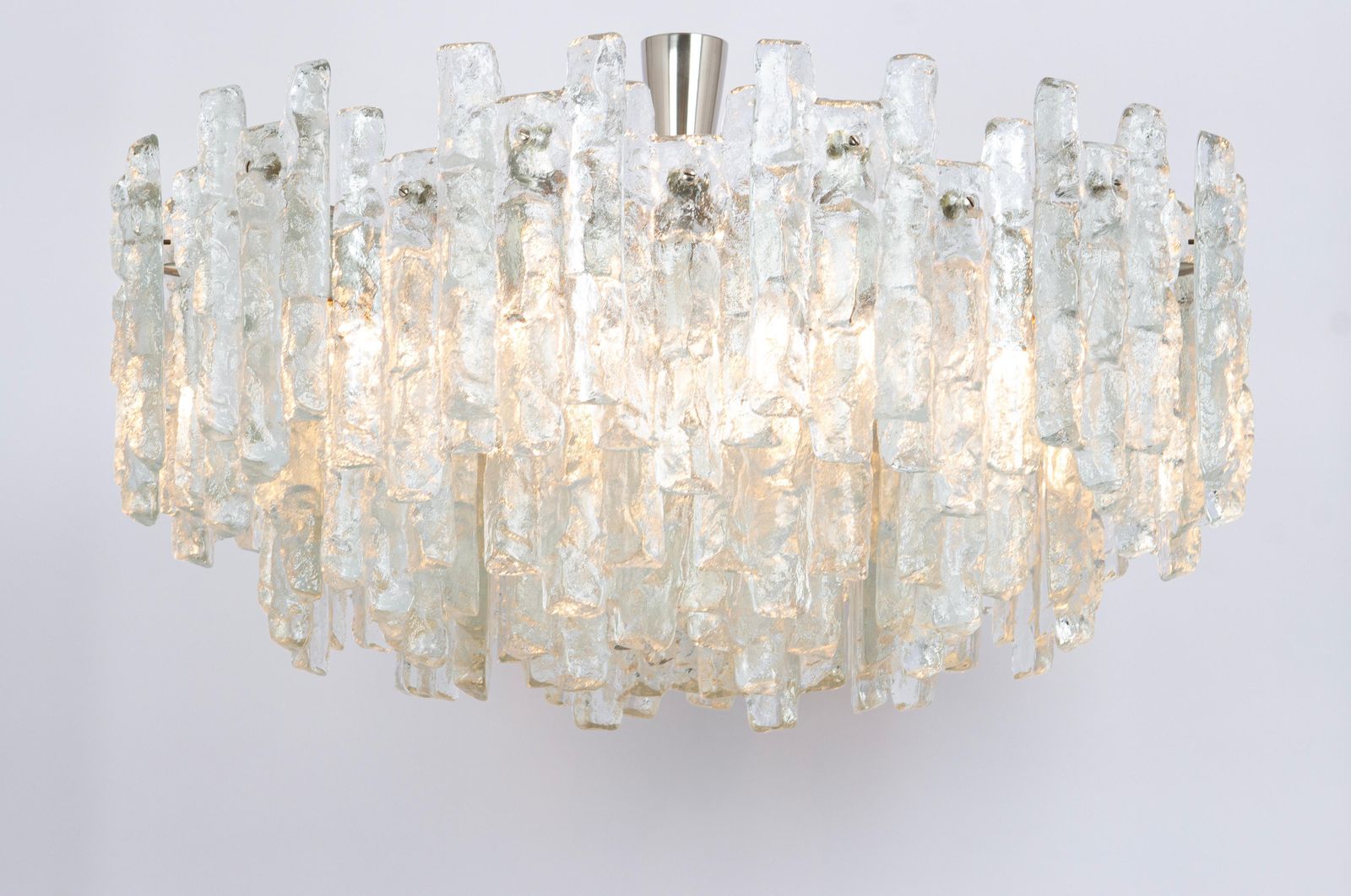 Huge Kalmar Chandelier 'Soria', Ice Glass, Germany, 1970 photo Lighting