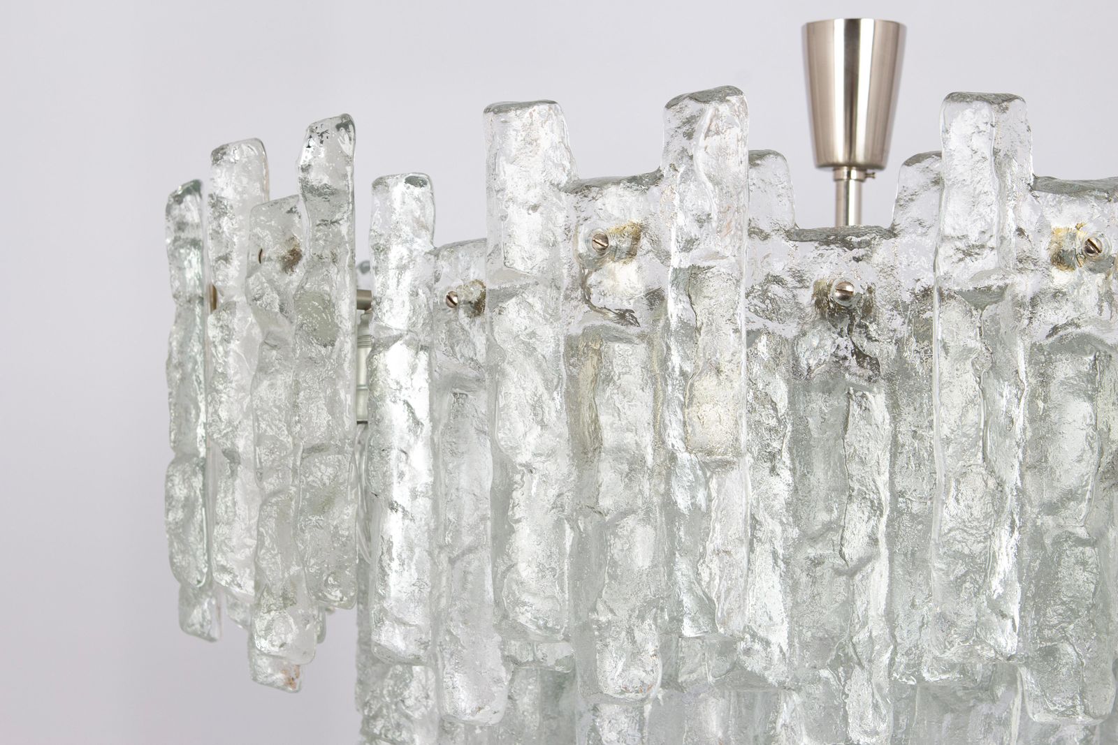 photo for sale Huge Kalmar Chandelier 'Soria', Ice Glass, Germany, 1970