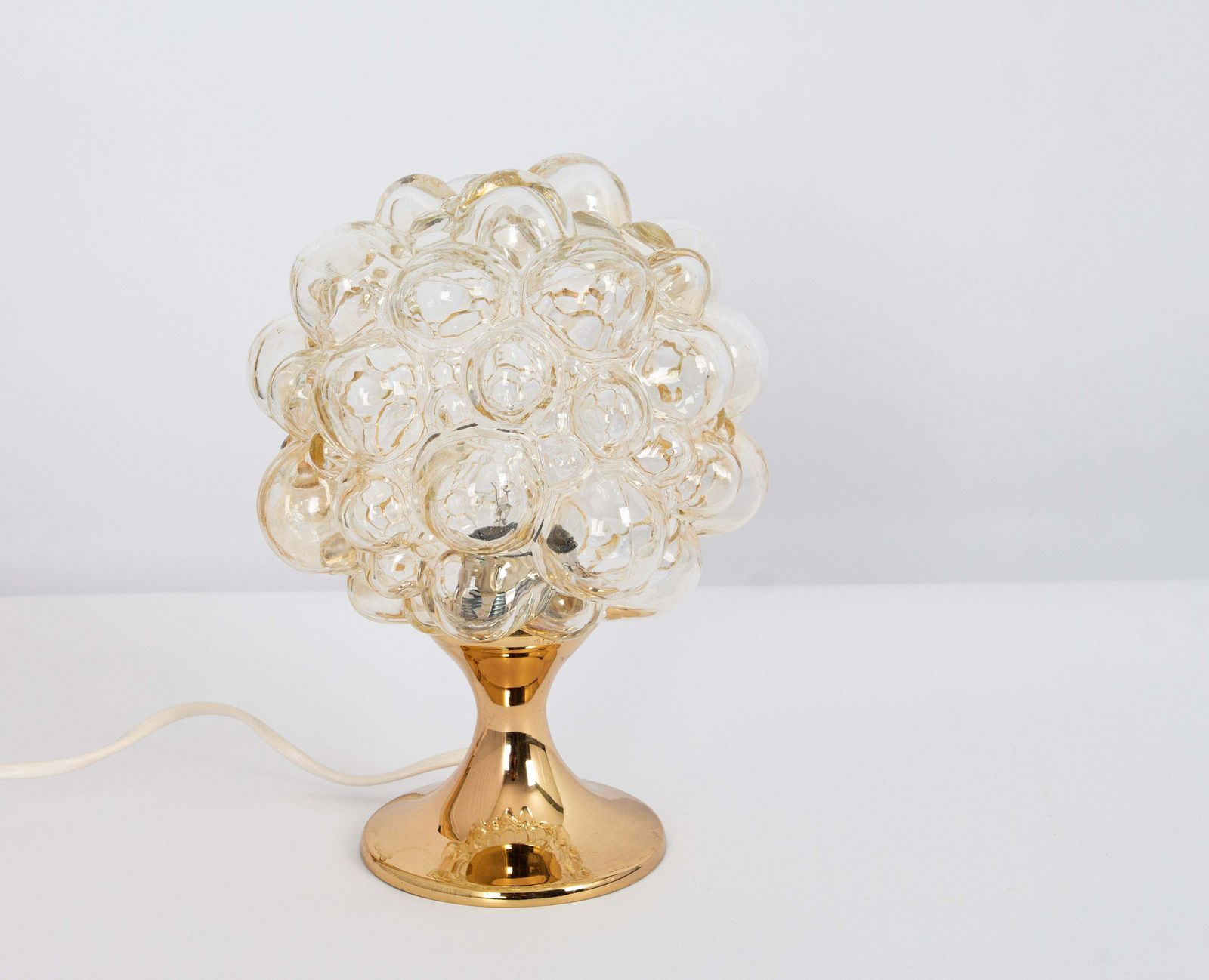 1 Of 6 Petite Amber Bubble Glass Table Lamps, Germany, 1970s photo vinterior