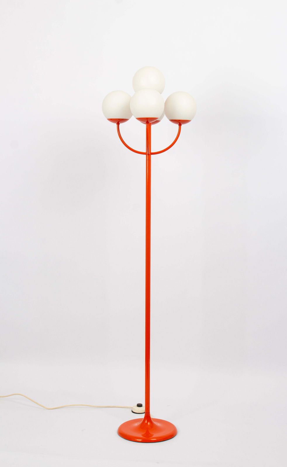 Stunning Large Orange Floor Lamp By Kaiser, Germany, 1970s photo for sale