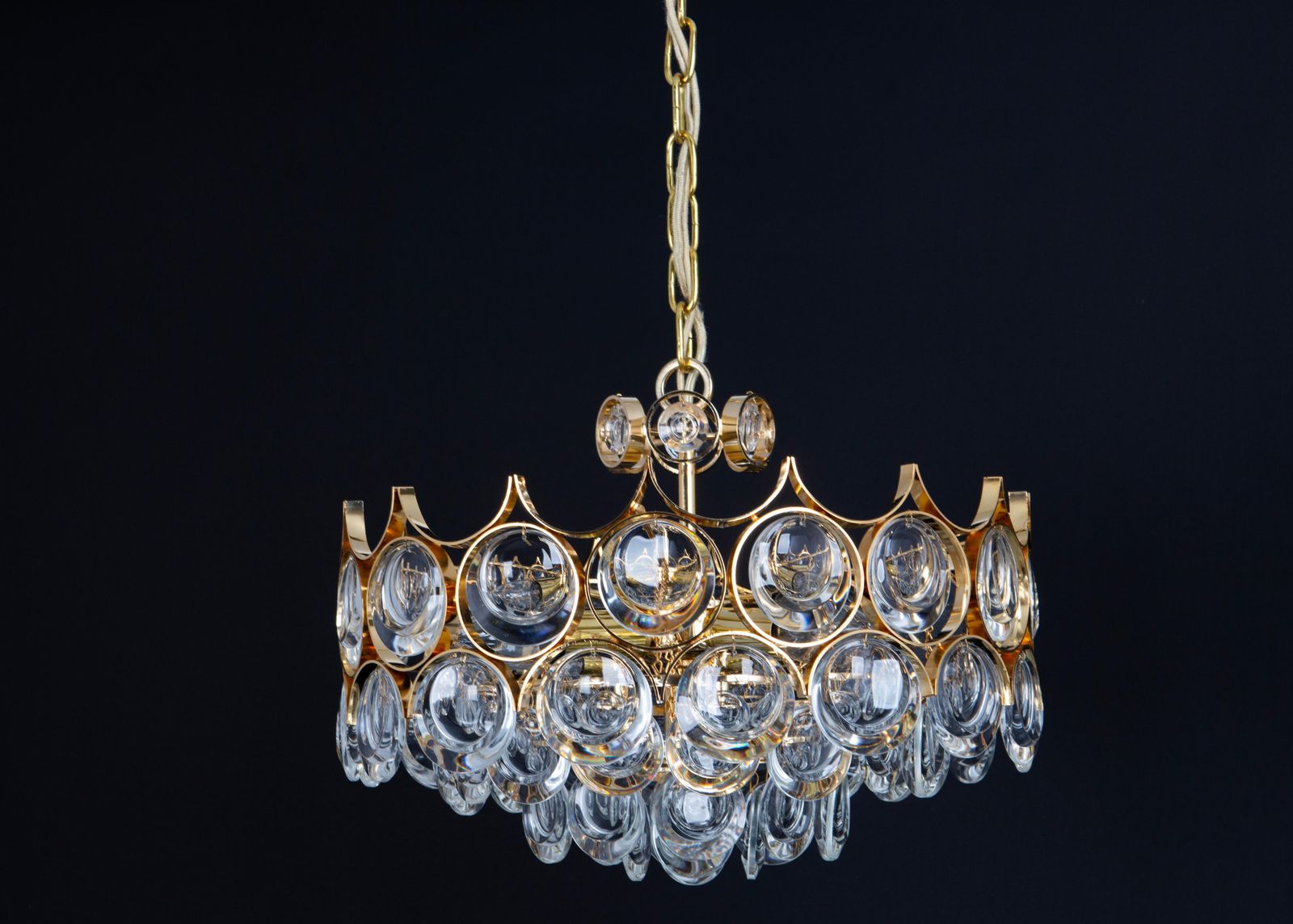 photo vinterior 1 Of 2 Gilt Brass Chandelier, Sciolari Style By Palwa, Germany, 1970s