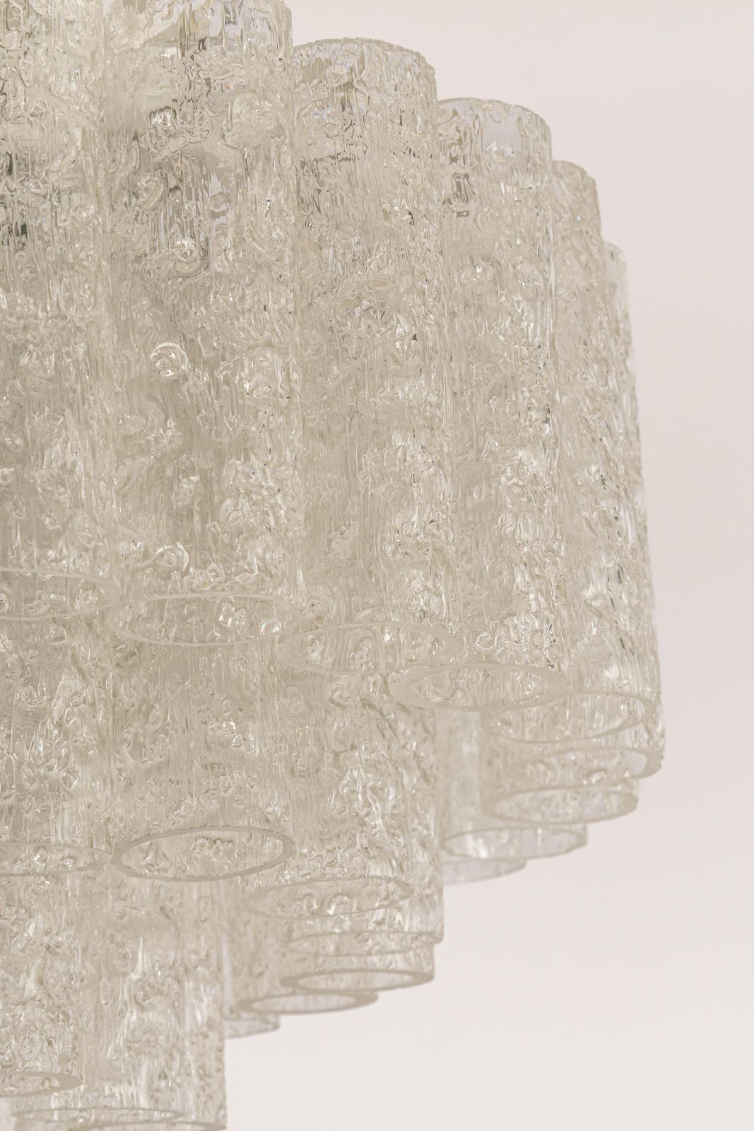 1 Of 2 Doria Ice Glass Tubes Chandelier, Germany, 1960s photo for sale