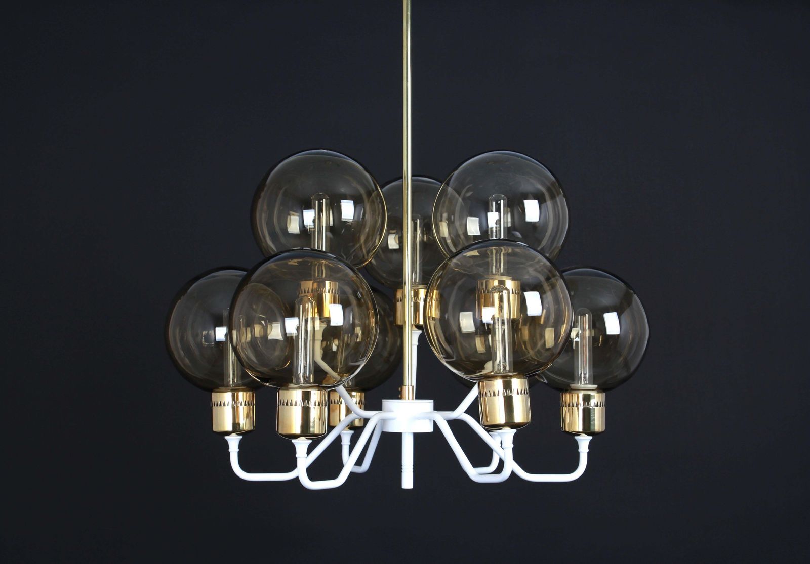 Stunning Large Metal And Smoke Glass Sconce, Hans Agne Jakobsson, Sweden, 1970s photo vintage