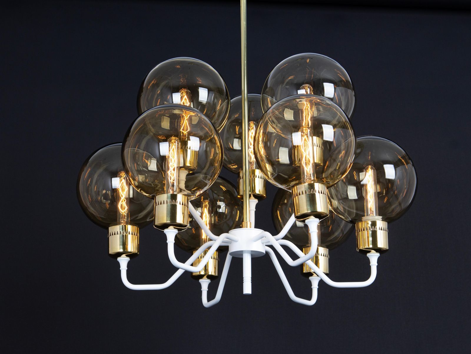 photo for sale Stunning Large Metal And Smoke Glass Sconce, Hans Agne Jakobsson, Sweden, 1970s
