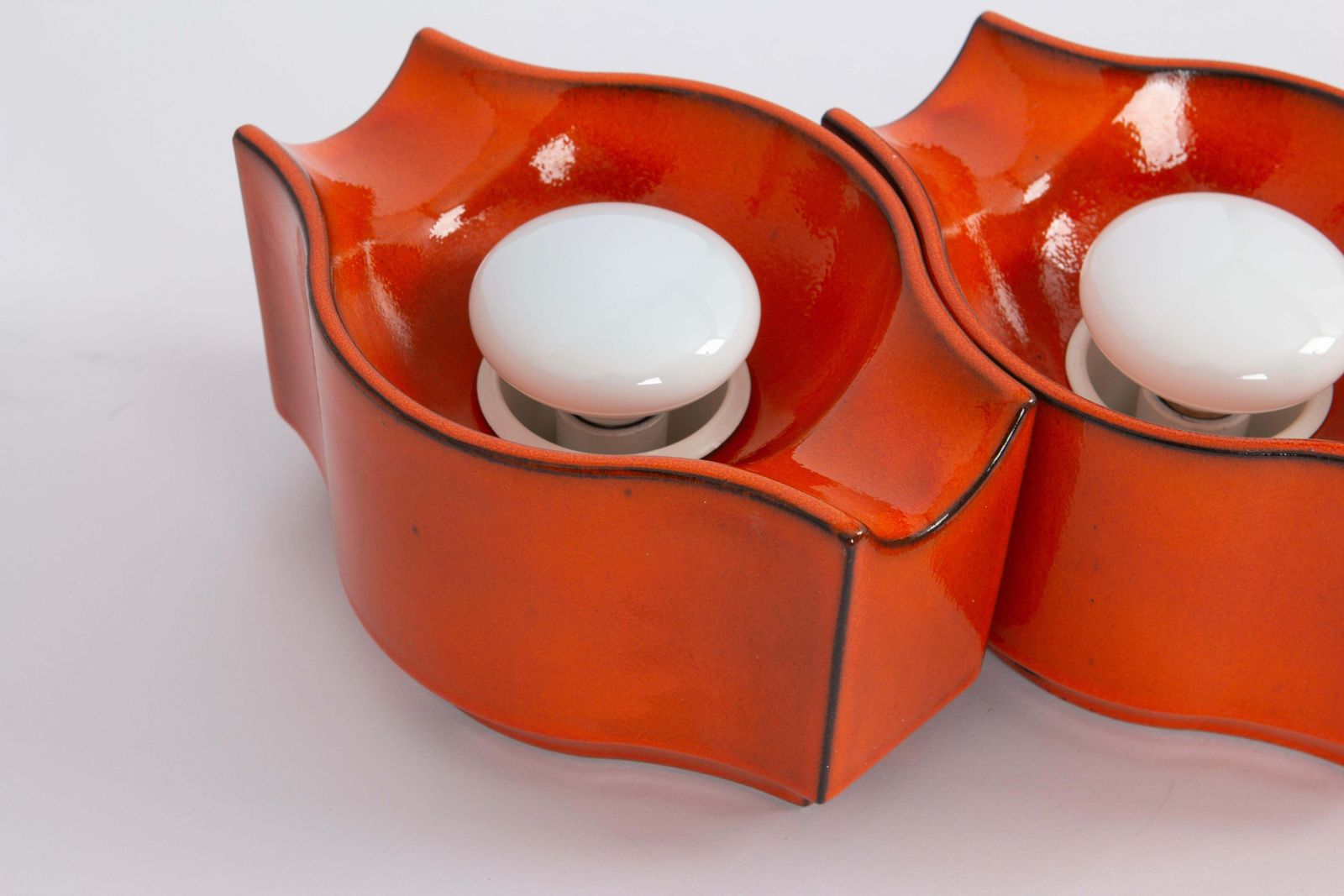 1 Of 6 Ceramic Orange Wall Light Sputnik Designed By Cari Zalloni Germany 1970s photo for sale