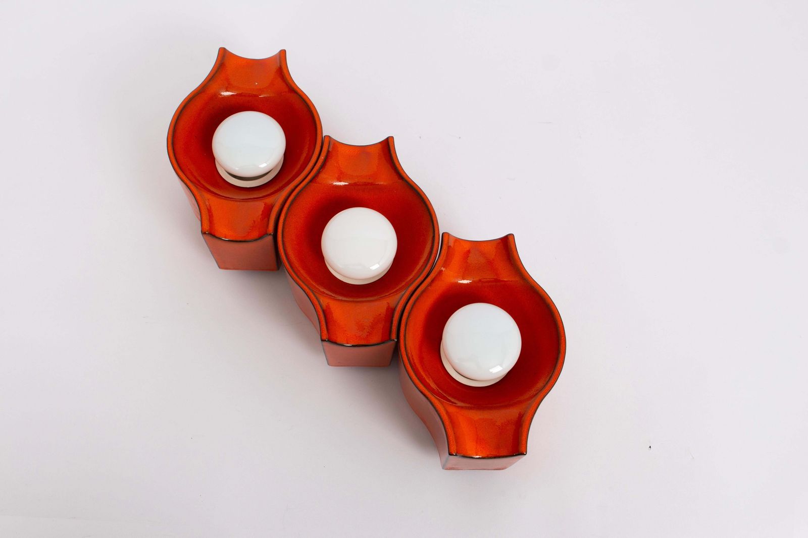 1 Of 6 Ceramic Orange Wall Light Sputnik Designed By Cari Zalloni Germany 1970s photo vintage