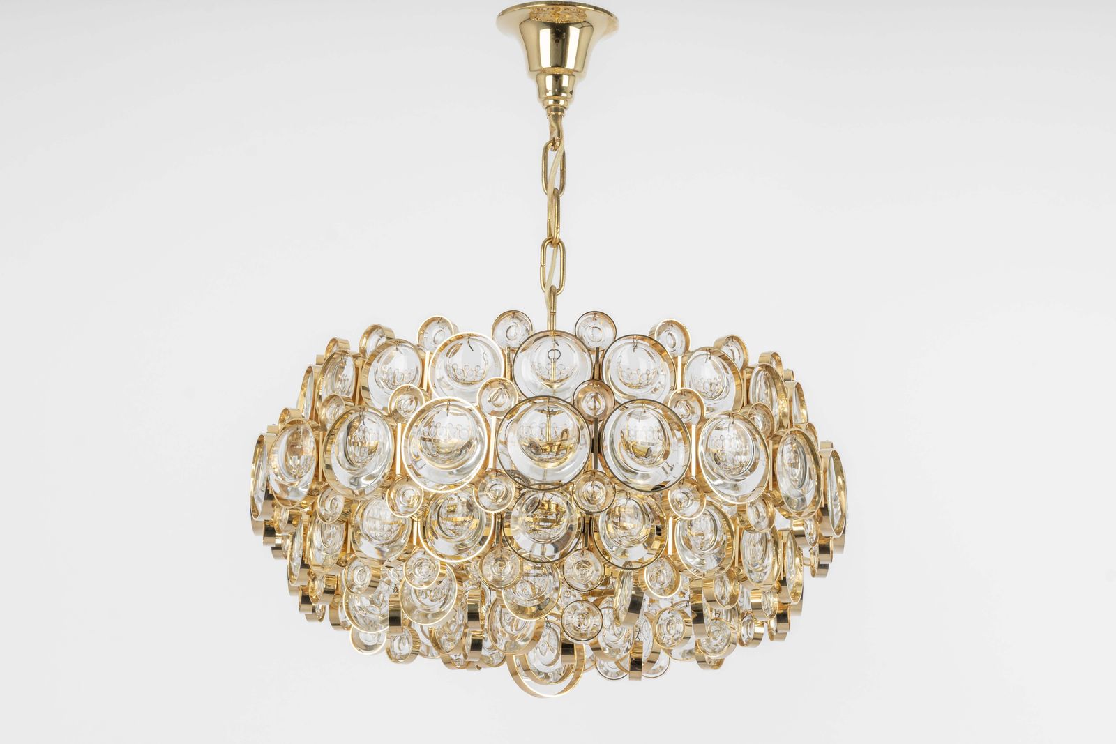 1 Van 3 – Vergulde Messing Hanglamp, Sciolari Ontwerp Door Palwa, Duitsland, Jaren 1970 photo Verlichting