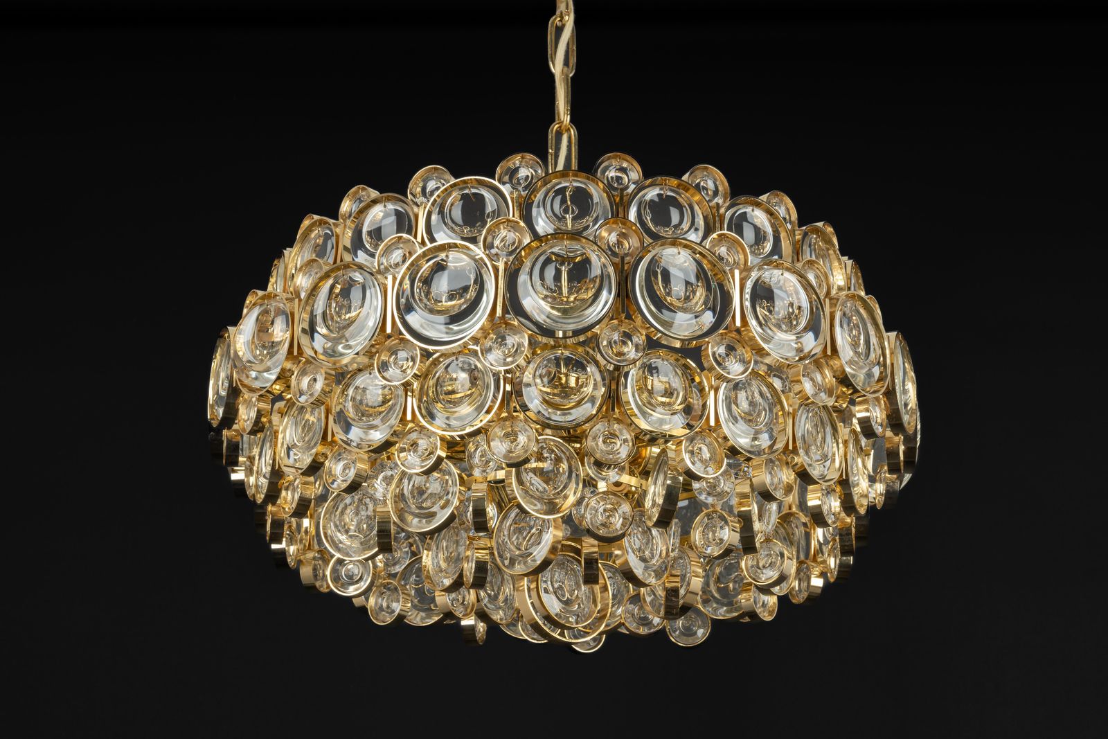 photo buy 1 Van 3 – Vergulde Messing Hanglamp, Sciolari Ontwerp Door Palwa, Duitsland, Jaren 1970