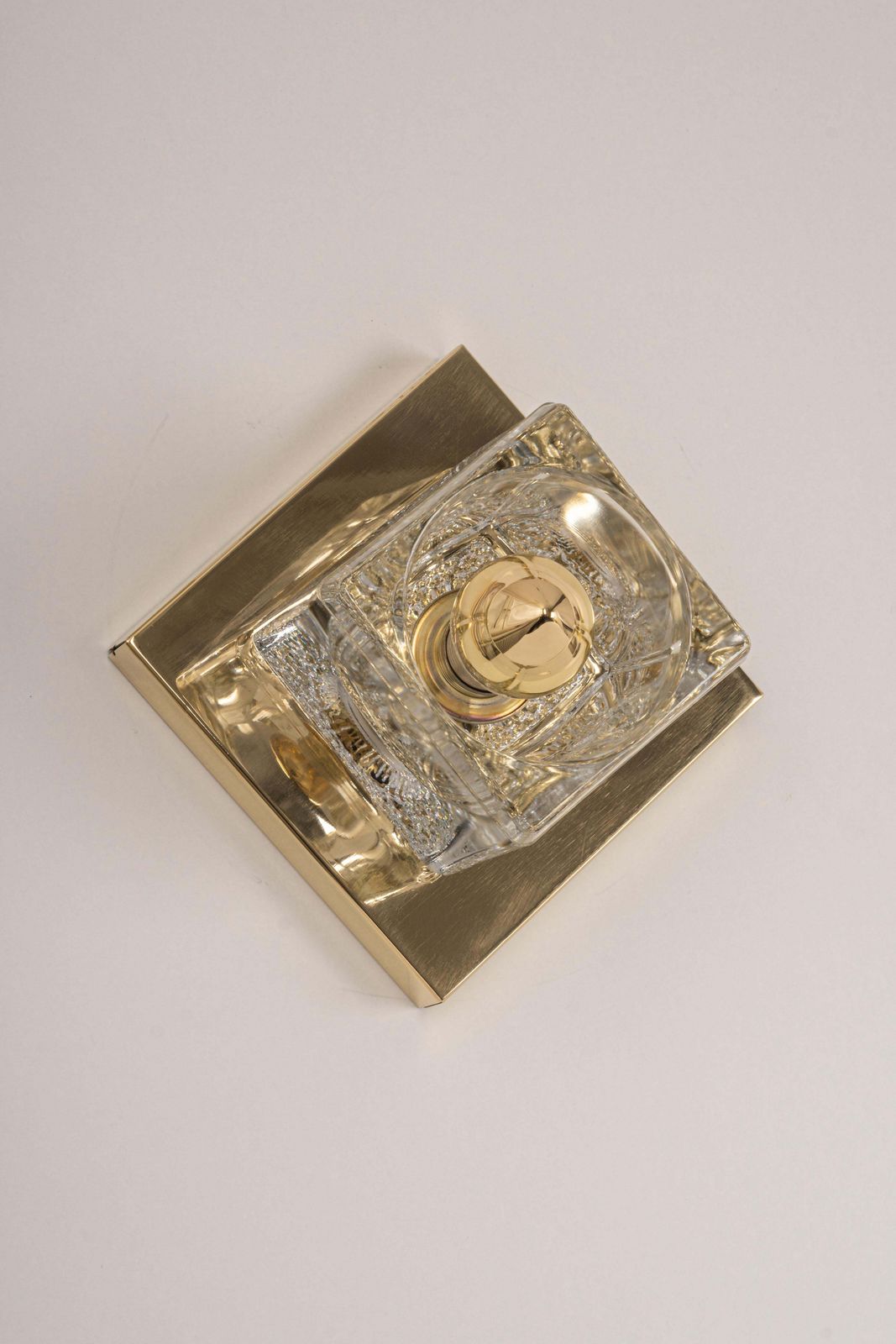 1 Of 3 Petite Crystal Glass Brass Wall Sconces By Peill & Putzler, Germany 1970s photo for sale