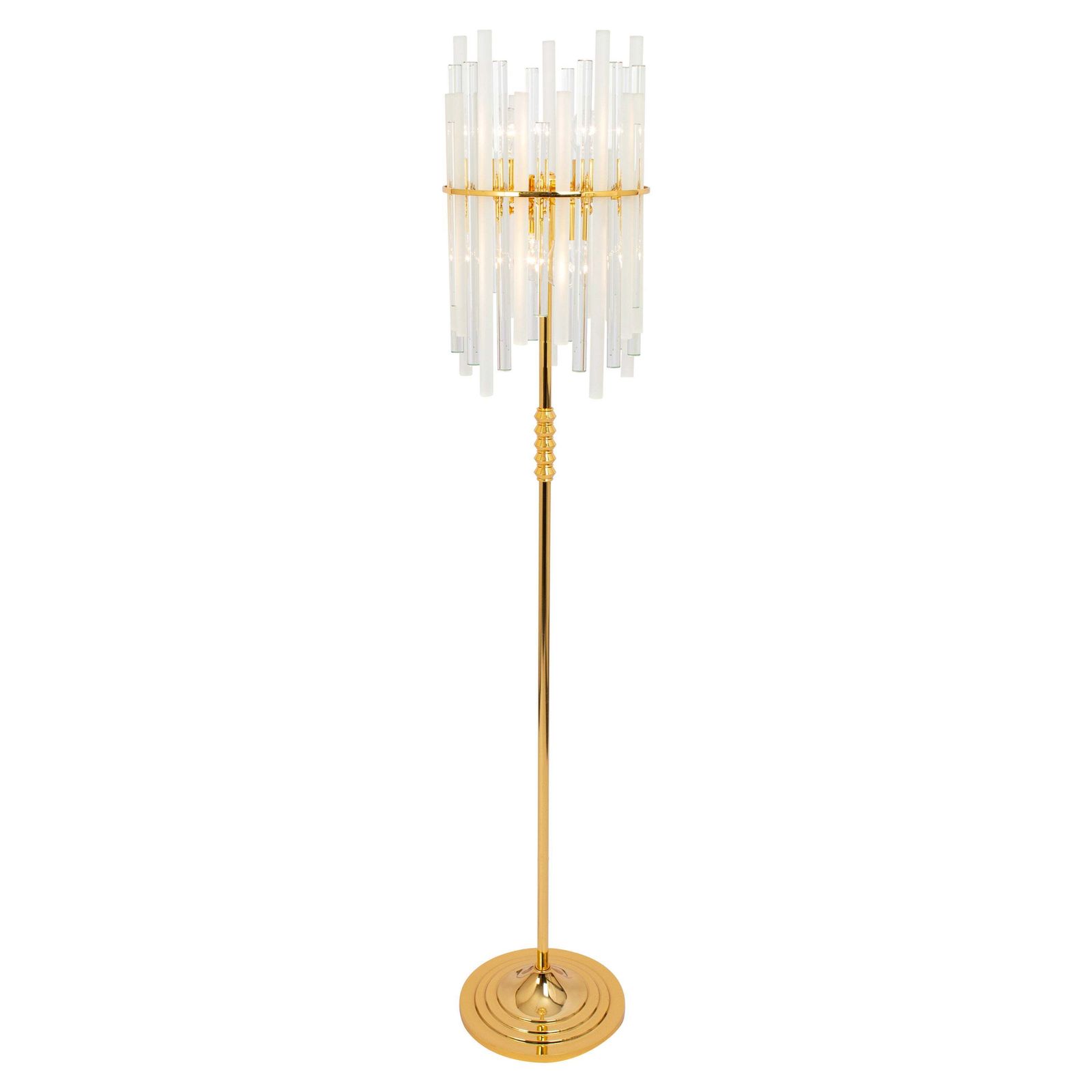 Stunning Large Brass Floor Lamp With Crystal Rods By C.Palme , Germany, 1970s
