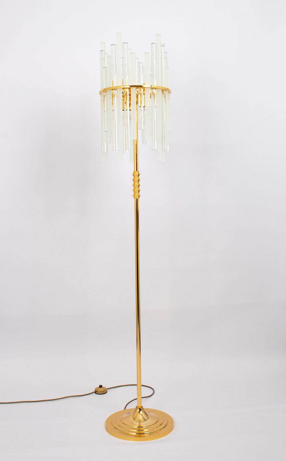 Stunning Large Brass Floor Lamp With Crystal Rods By C.Palme , Germany, 1970s photo 2407.0