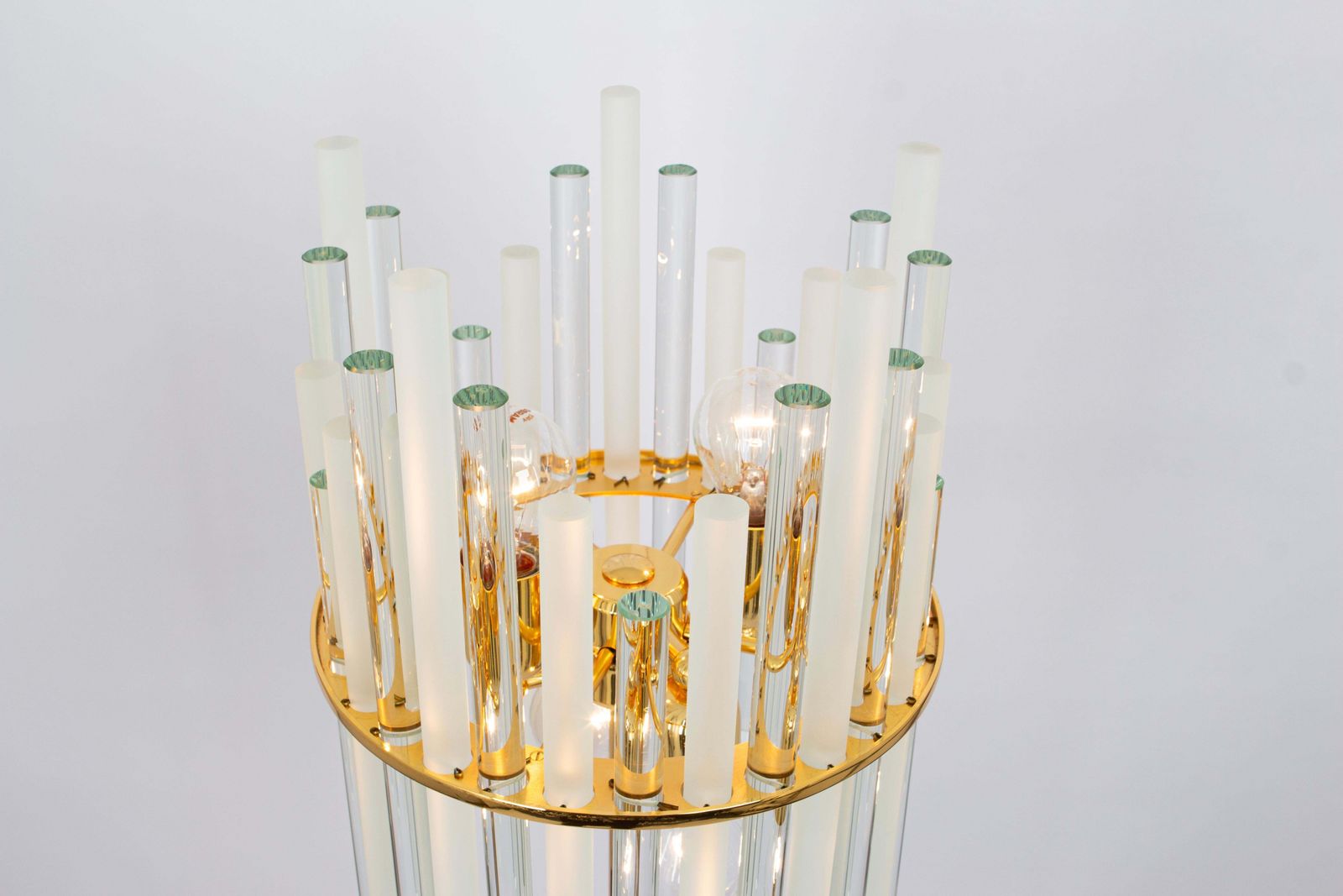 photo furniture Stunning Large Brass Floor Lamp With Crystal Rods By C.Palme , Germany, 1970s