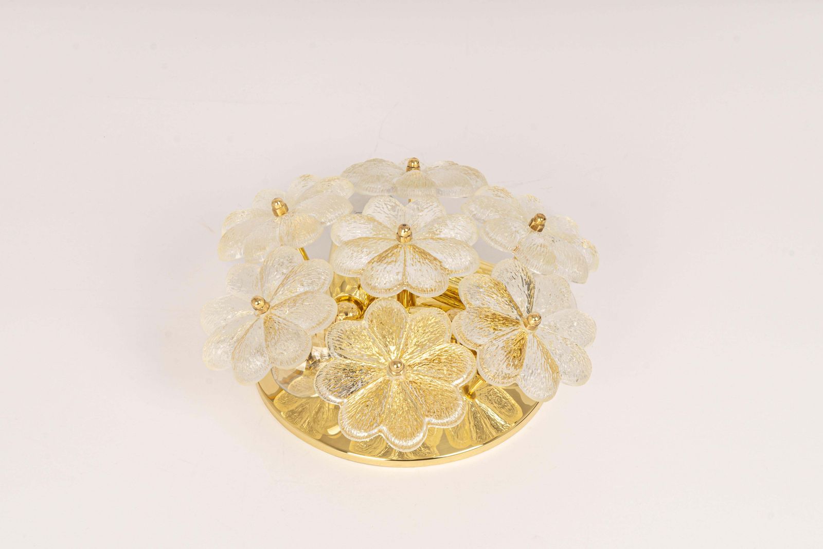1 Of 5 Stunning Petite Glass Flower Wall Light By Ernst Palme, Germany, 1970s photo for sale