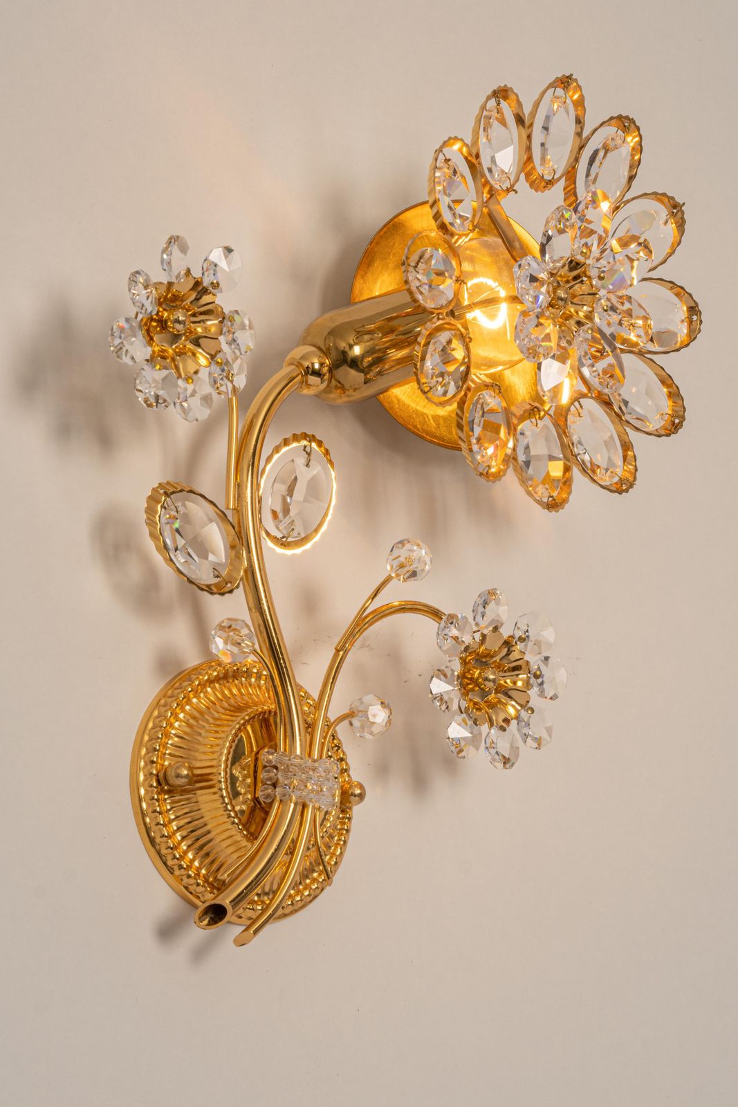 1 Of 4 Gilt Brass Flower Shape Wall Lights By Palwa, Germany, 1970s photo buy