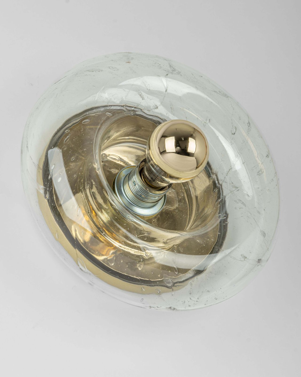 1 Of 6 Special Clear Glass Wall Light Doughnut Shape By Doria, Germany, 1960s photo vintage