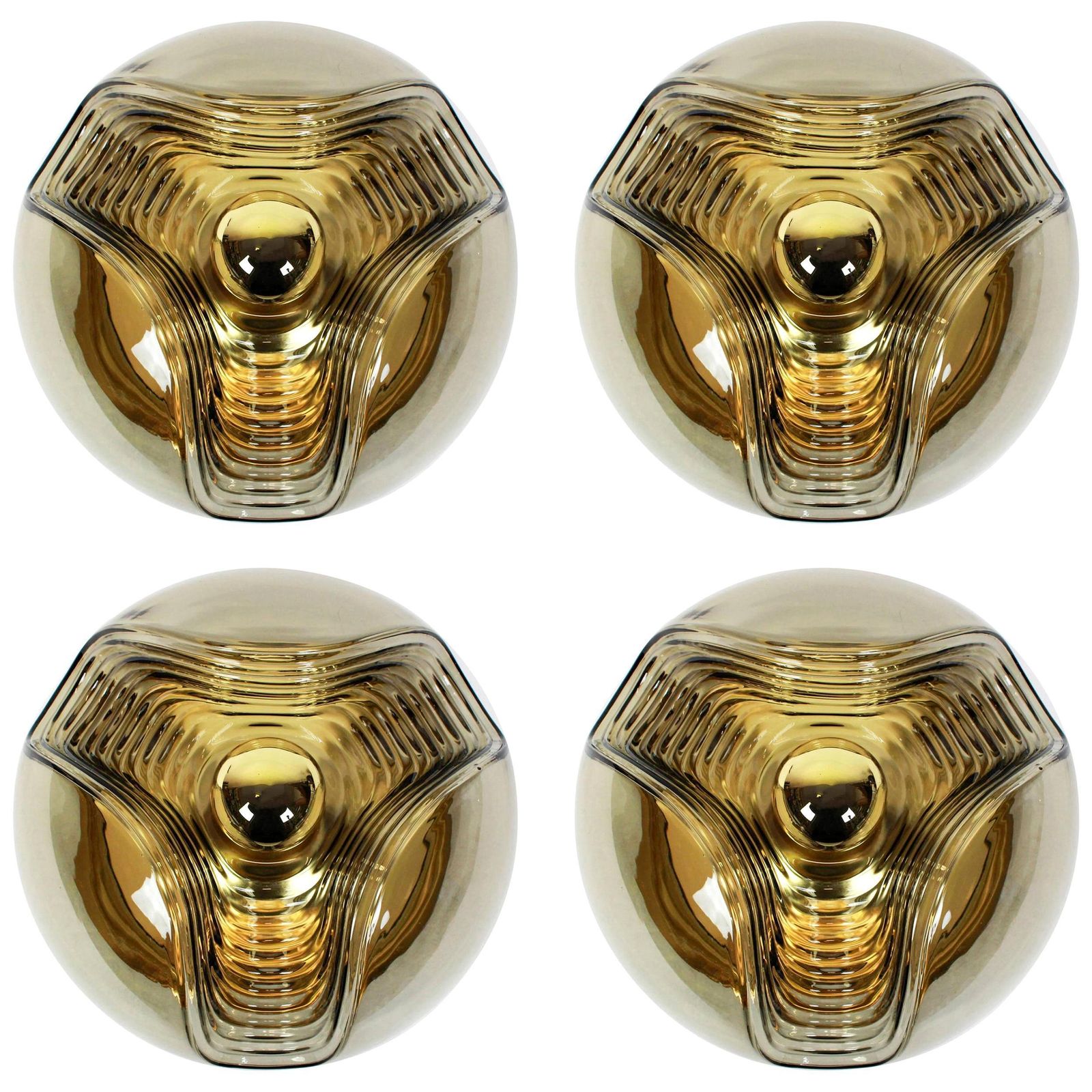 1 Of 4 Large Wall Sconce Flush Mount, Koch & Lowy By Peill & Putzler, Germany