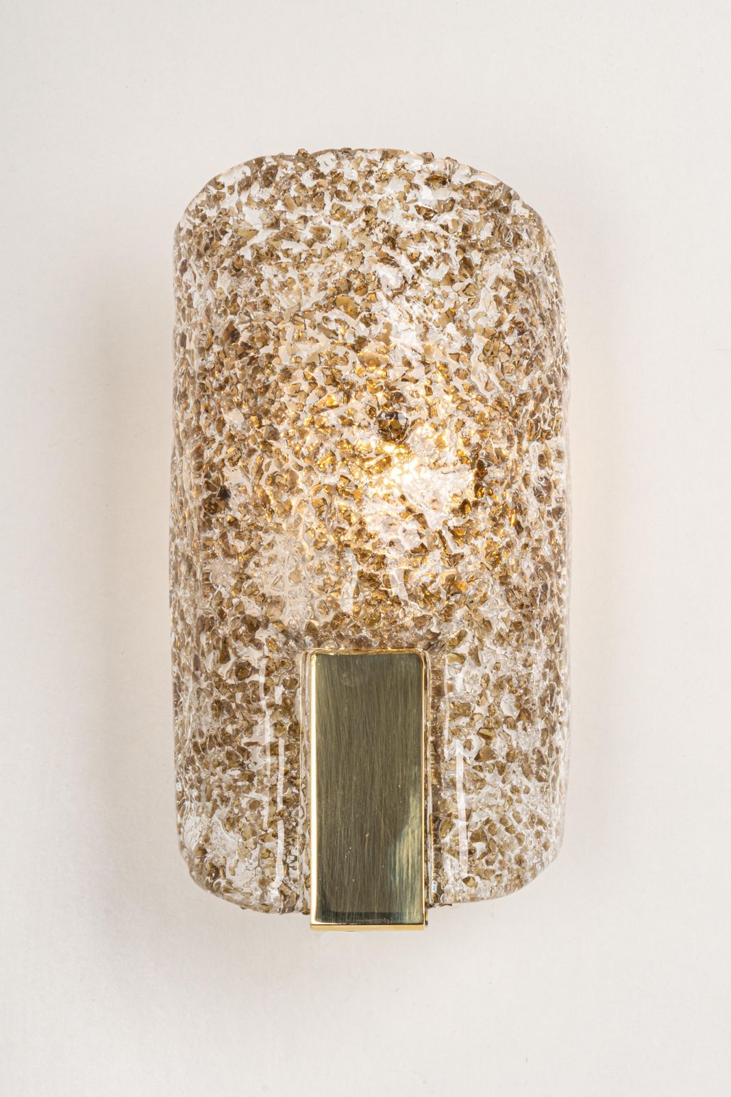 1 Of 3 Murano Ice Glass Vanity Sconces Brass By Hillebrand, Germany, 1970s photo buy