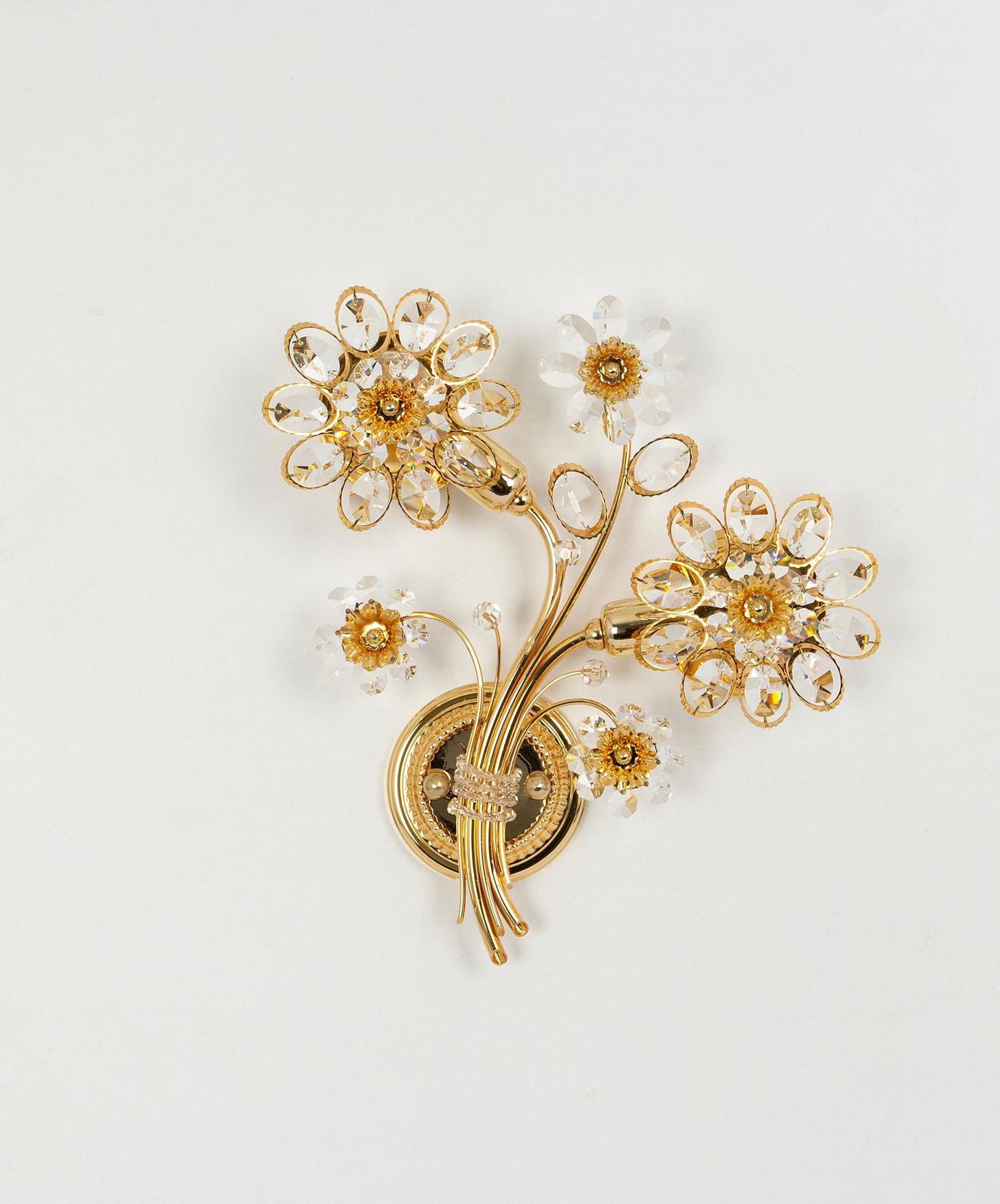 1 Of 4 Large Gilt Brass Flower Shape Wall Lights By Palwa, Germany, 1970s photo furniture