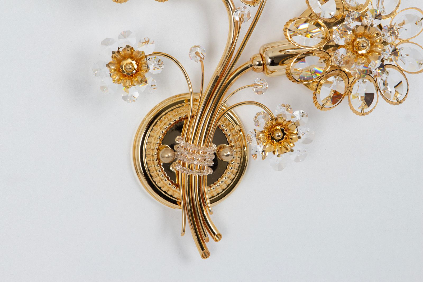 1 Of 4 Large Gilt Brass Flower Shape Wall Lights By Palwa, Germany, 1970s photo 731.0