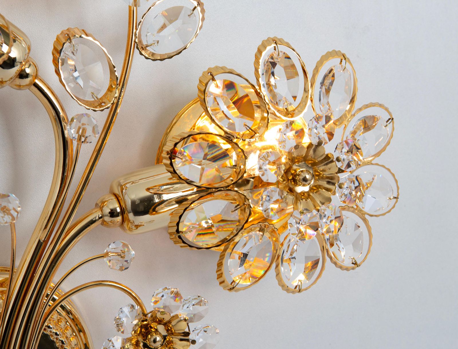 731.0 1 Of 4 Large Gilt Brass Flower Shape Wall Lights By Palwa, Germany, 1970s photo