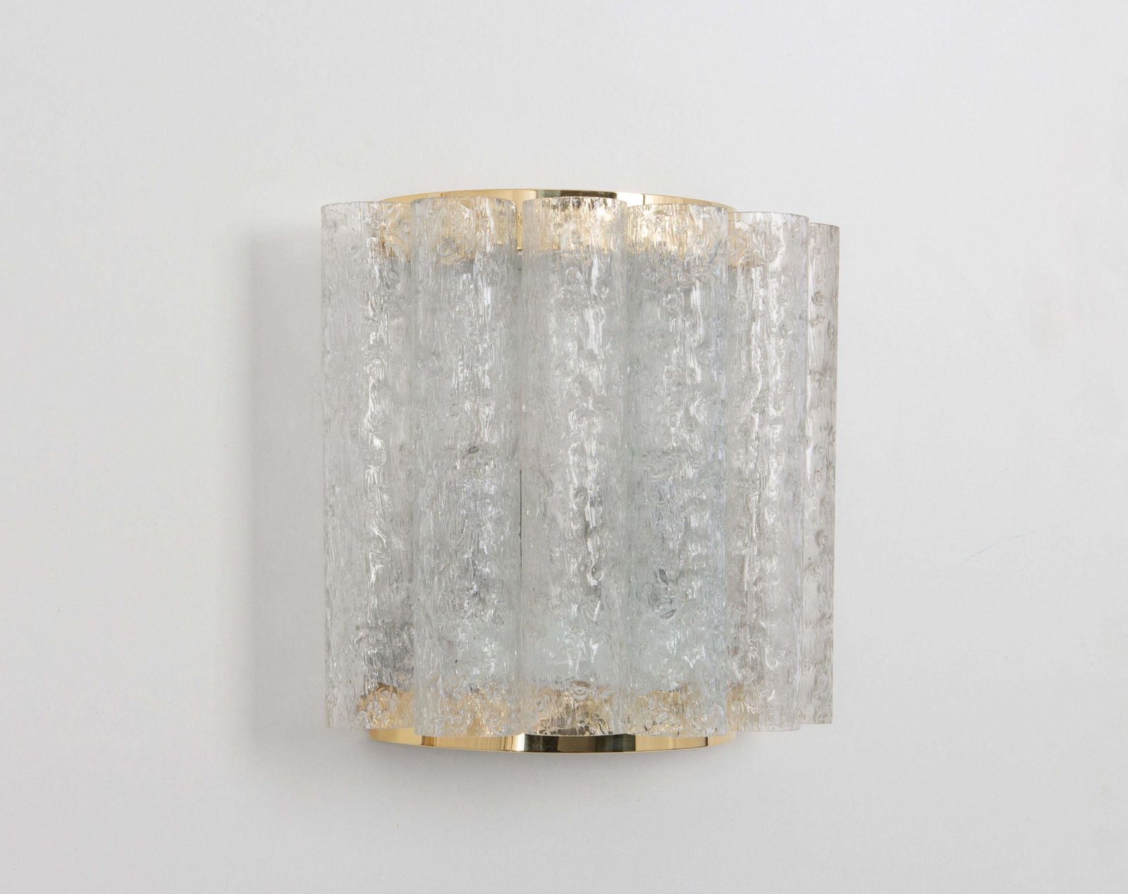 Pair Of Brass Ice Glass Wall Sconces By Doria, Germany, 1960s photo Lighting