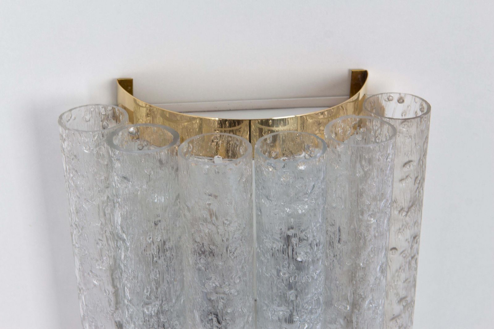 Pair Of Brass Ice Glass Wall Sconces By Doria, Germany, 1960s photo 671.0