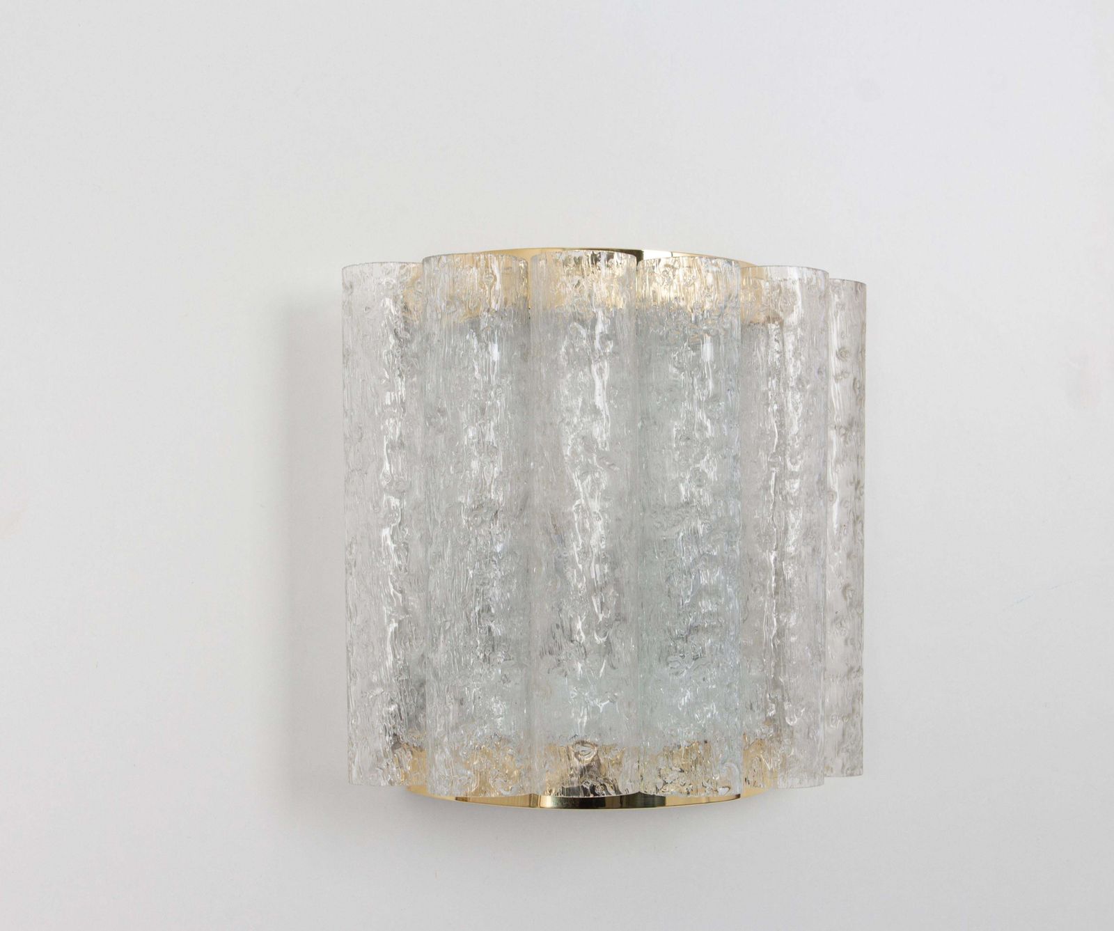 Pair Of Brass Ice Glass Wall Sconces By Doria, Germany, 1960s photo vinterior